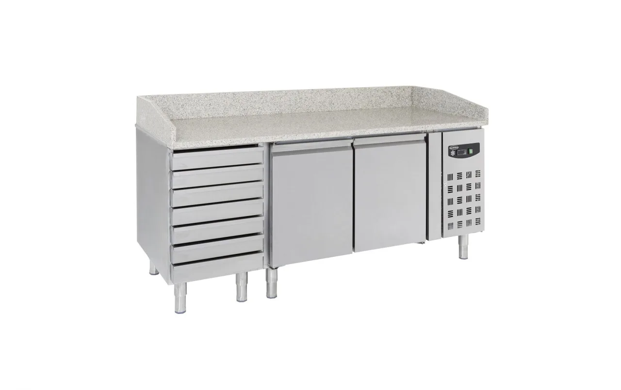 Pizzatisch mit 2 Türen und 7 Laden / 580 Liter / 2020x800x1000 mm