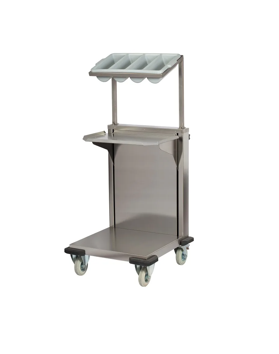 Tablettwagen / Tray Lifter mit Besteckspender