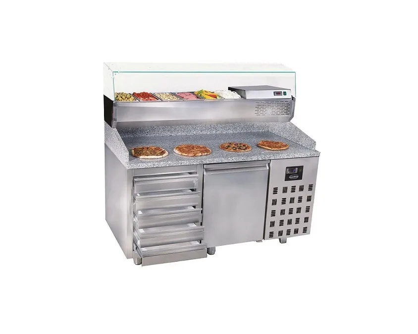 Pizzatisch mit 1 Türen und 5 Schubladen / 380 Liter / 1550x800x1080 mm