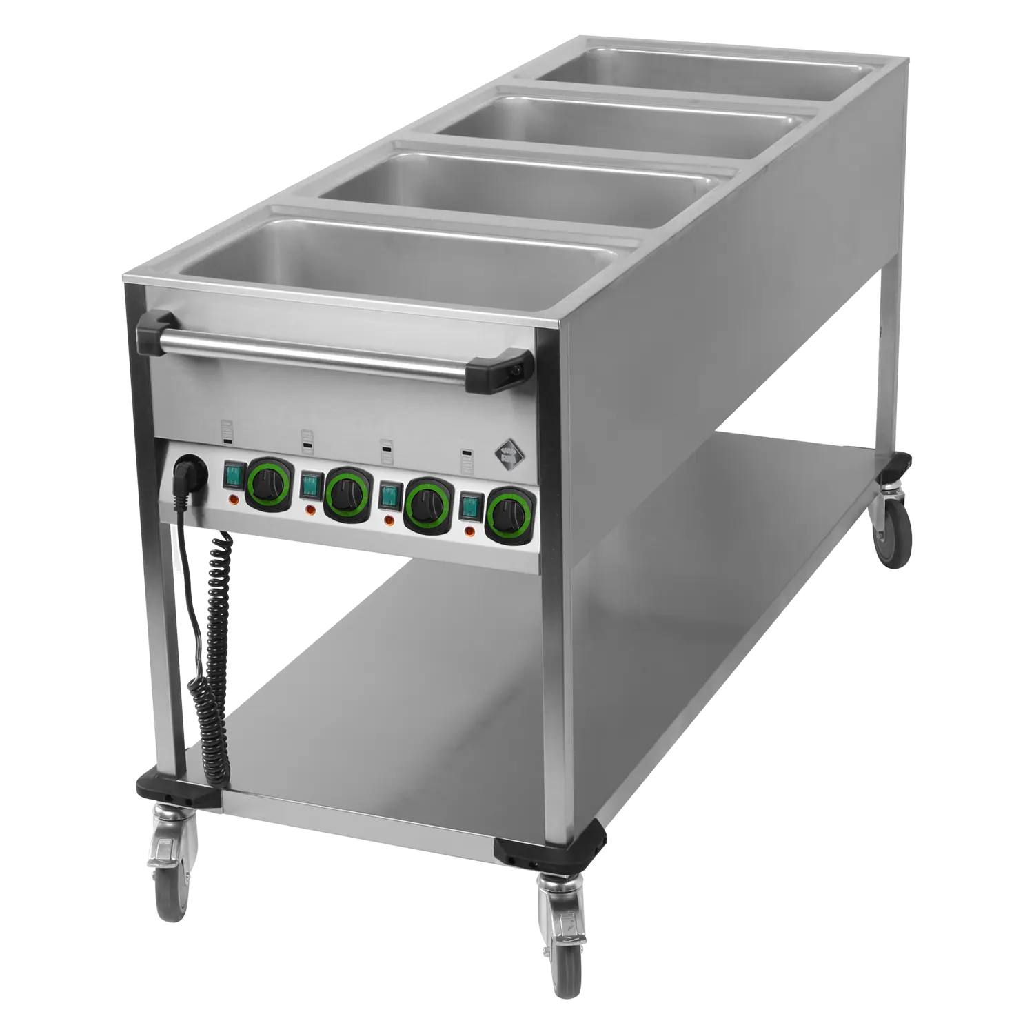 Bain Marie fahrbar elektrisch GN 4-1/1 Steuerung auf der kürzeren Seite mit Ablageboden | RM – BMPK 4120