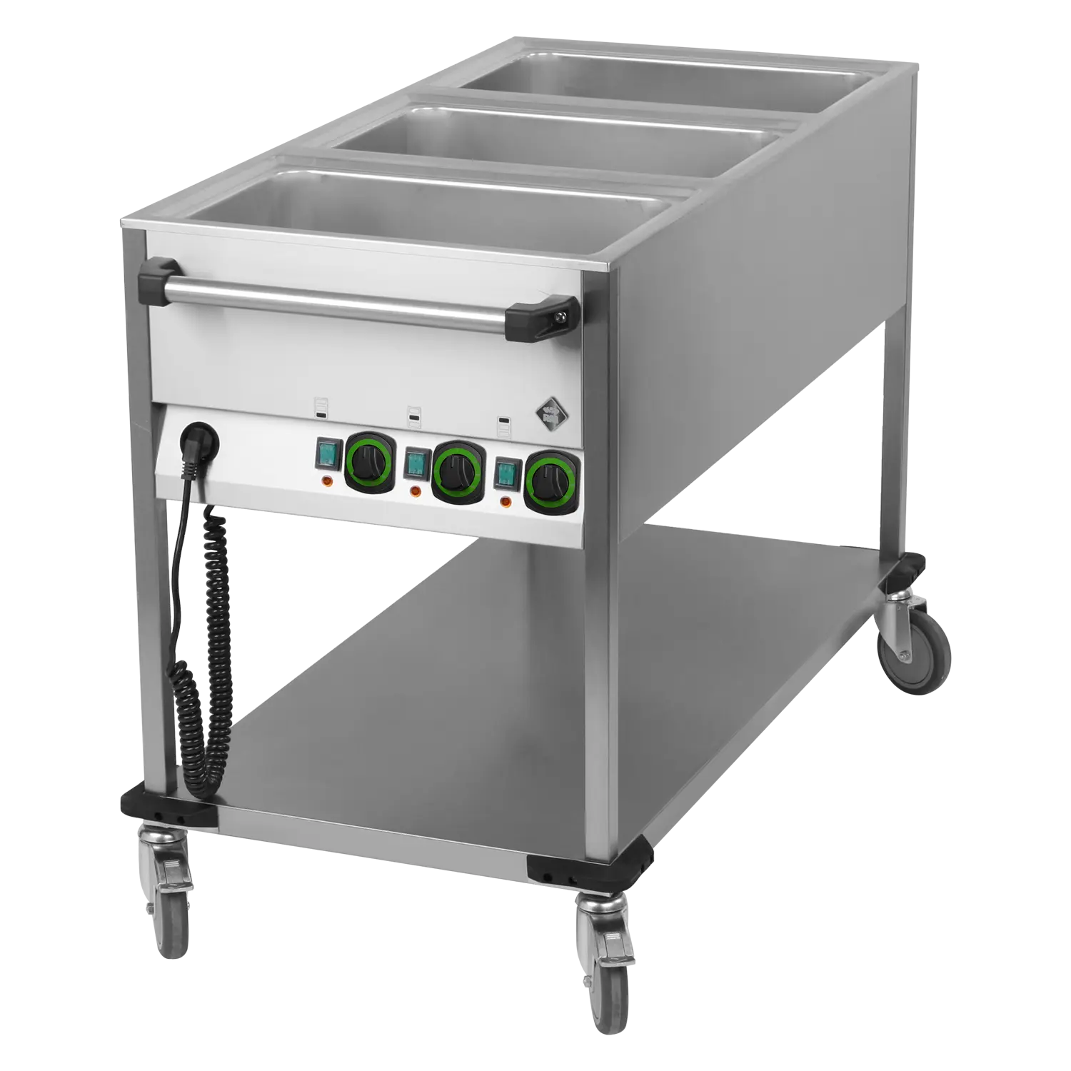 Bain Marie fahrbar elektrisch GN 3-1/1 Steuerung auf der kürzeren Seite mit Ablageboden | RM – BMPK 3120