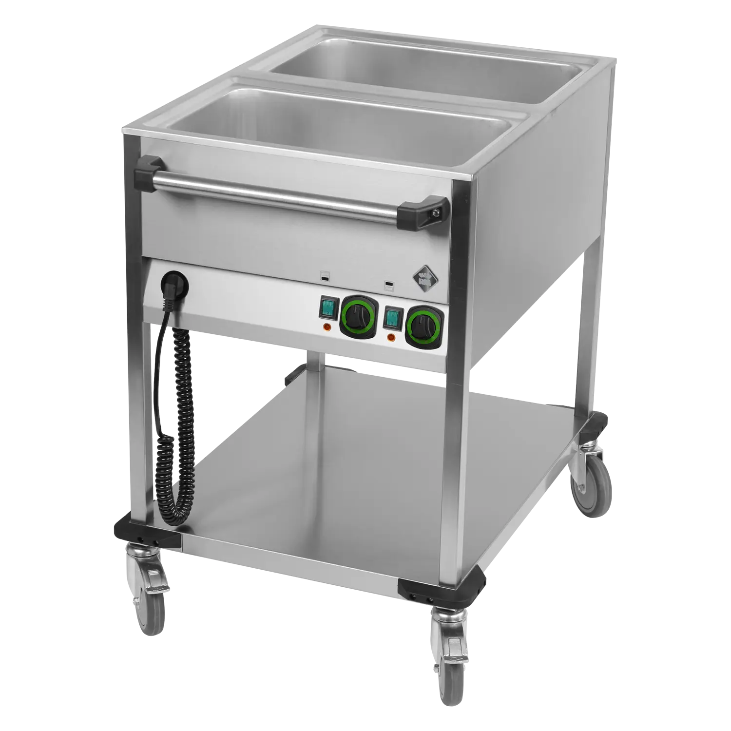Bain Marie fahrbar elektrisch GN 2-1/1 Steuerung auf der kürzeren Seite mit Ablageboden | RM – BMPK 2120