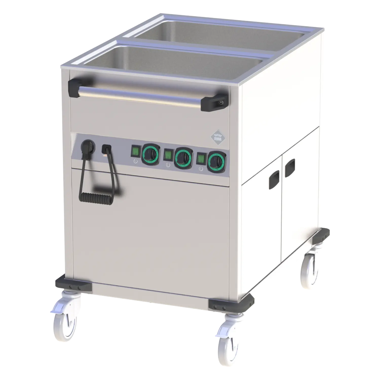 Bain Marie fahrbar elektrisch GN 2-1/1 verkleidet beheizbar Steuerung auf der kürzeren Seite | RM – BMPK 2120 CSH