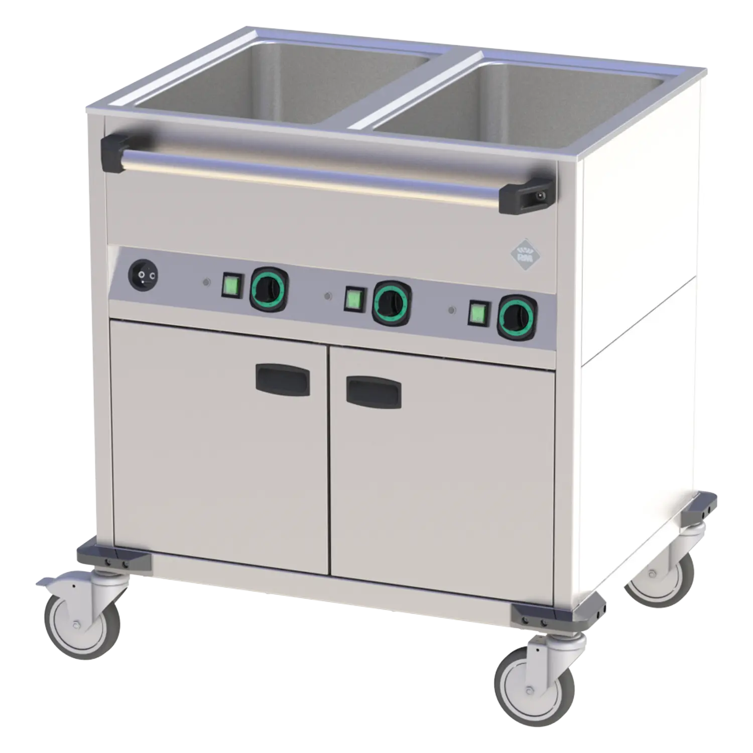 Bain Marie fahrbar elektrisch GN 2-1/1 verkleidet beheizbar Steuerung auf der längeren Seite | RM – BMPD 2120 CSH