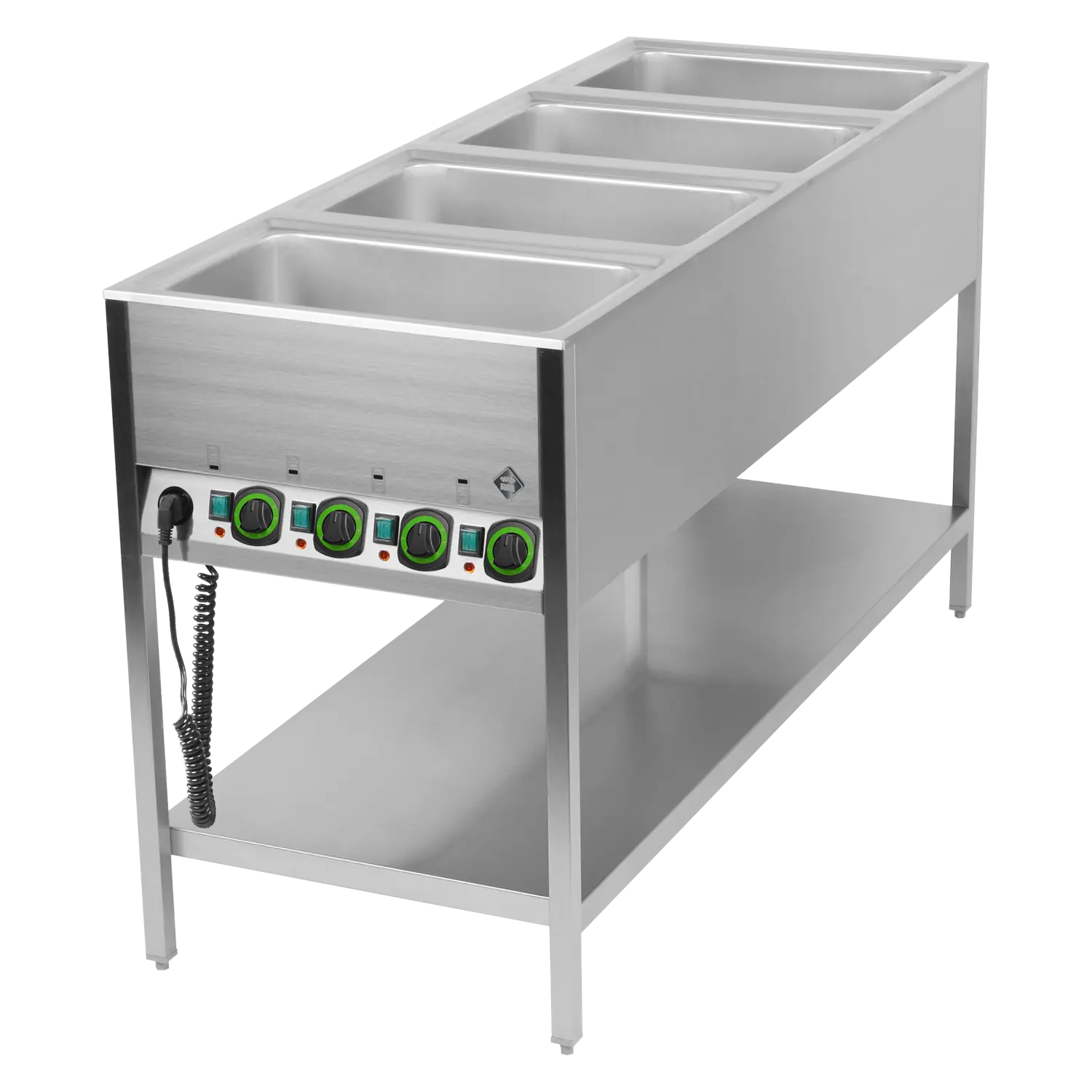 Bain Marie stationär elektrisch GN 4-1/1 Steuerung auf der kürzeren Seite mit Ablageboden | RM – BMSK 4120