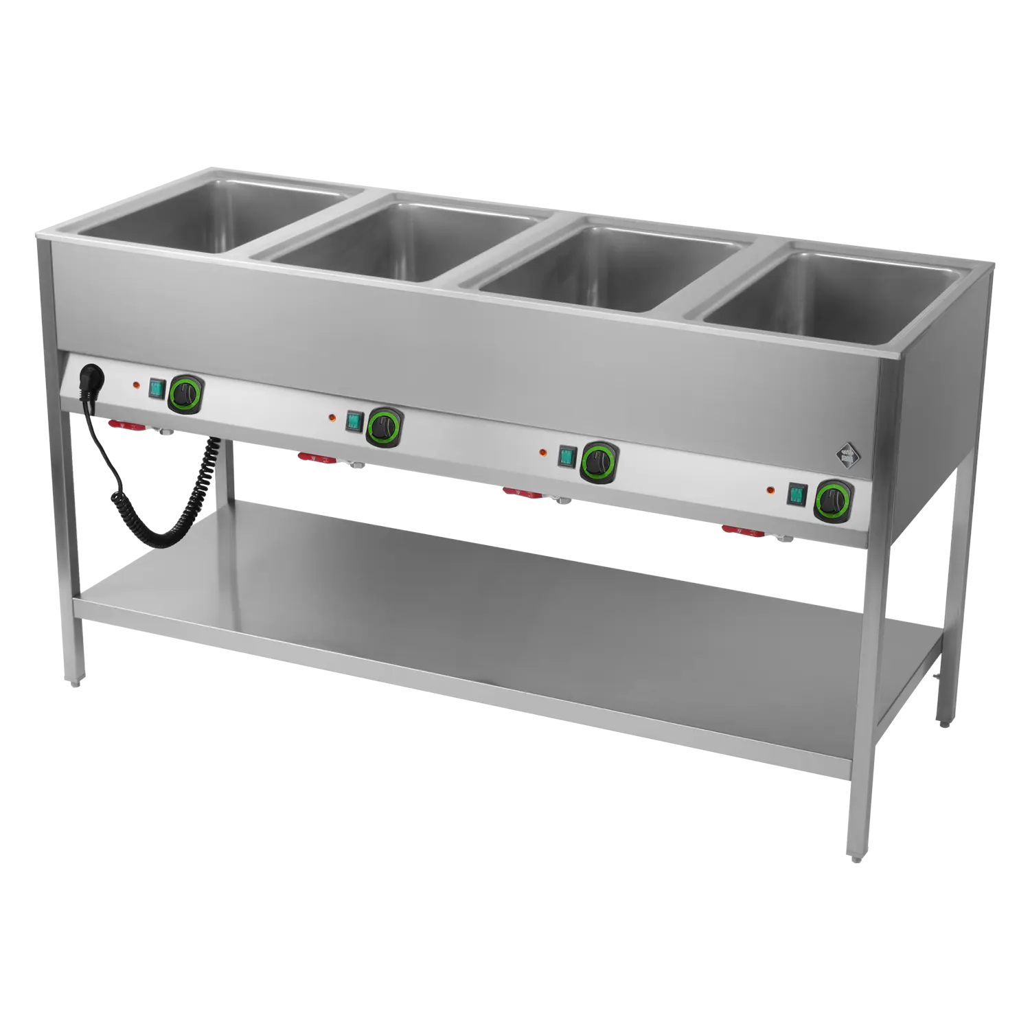 Bain Marie stationär elektrisch GN 4-1/1 Steuerung auf der längeren Seite mit Ablageboden | RM – BMSD 4120