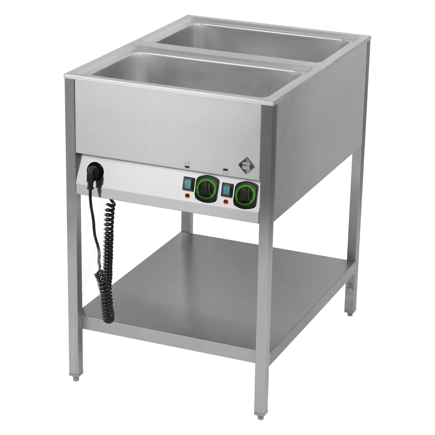 Bain Marie stationär elektrisch GN 2-1/1 Steuerung auf der kürzeren Seite mit Ablageboden | RM – BMSK 2120