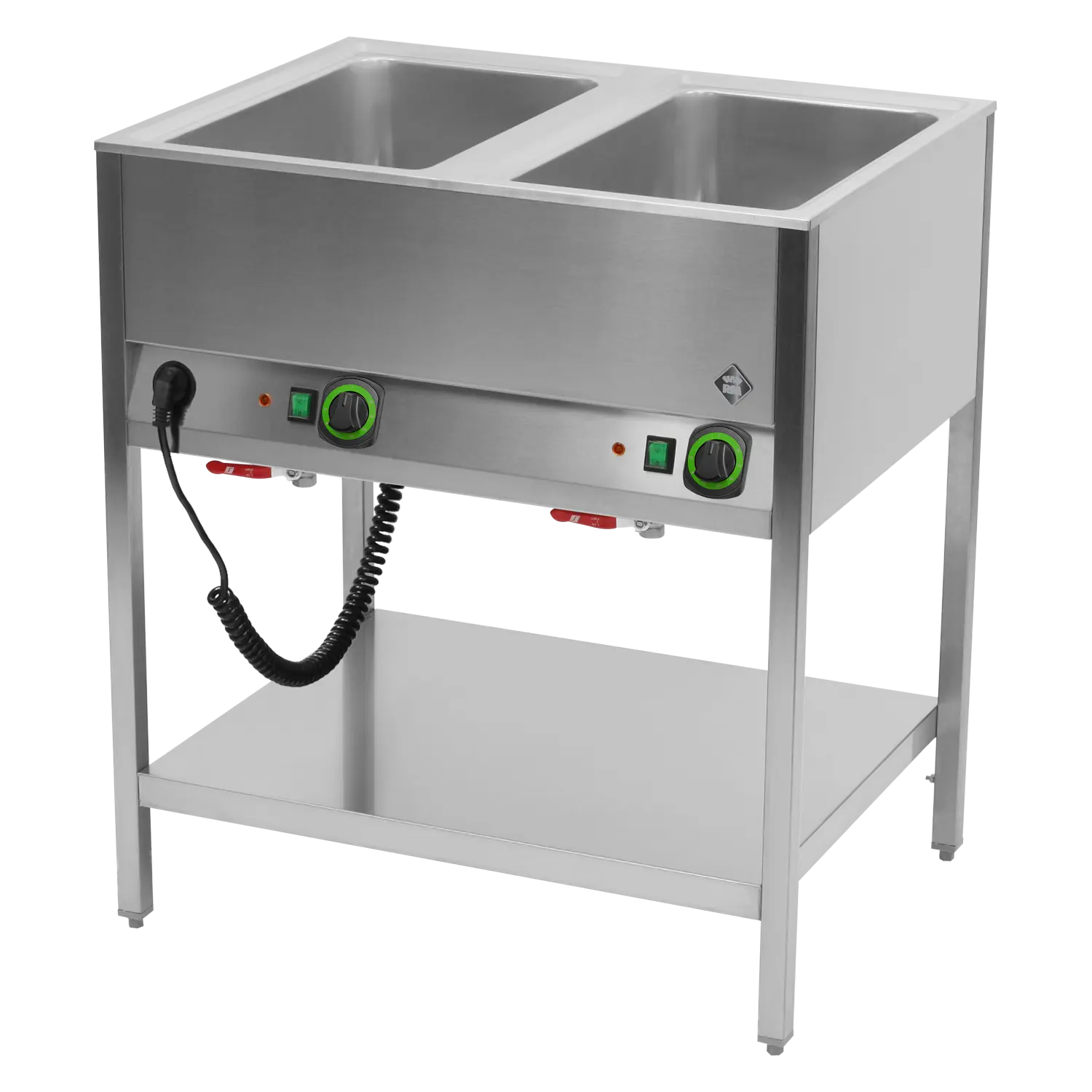 Bain Marie stationär elektrisch GN 2-1/1 Steuerung auf der längeren Seite mit Ablageboden | RM – BMSD 2120