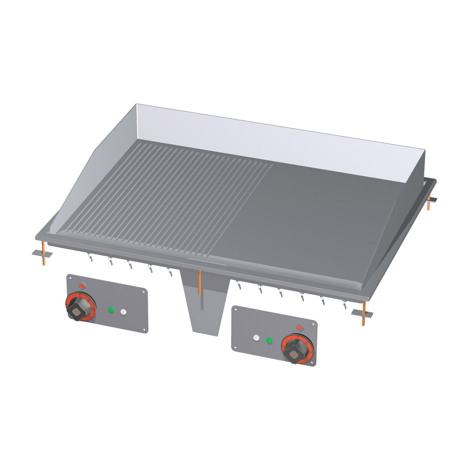 Grillplatte 75×55 drop-in elektrisch verchromt kombiniert 400 V | RM – FTLRD-68ETS