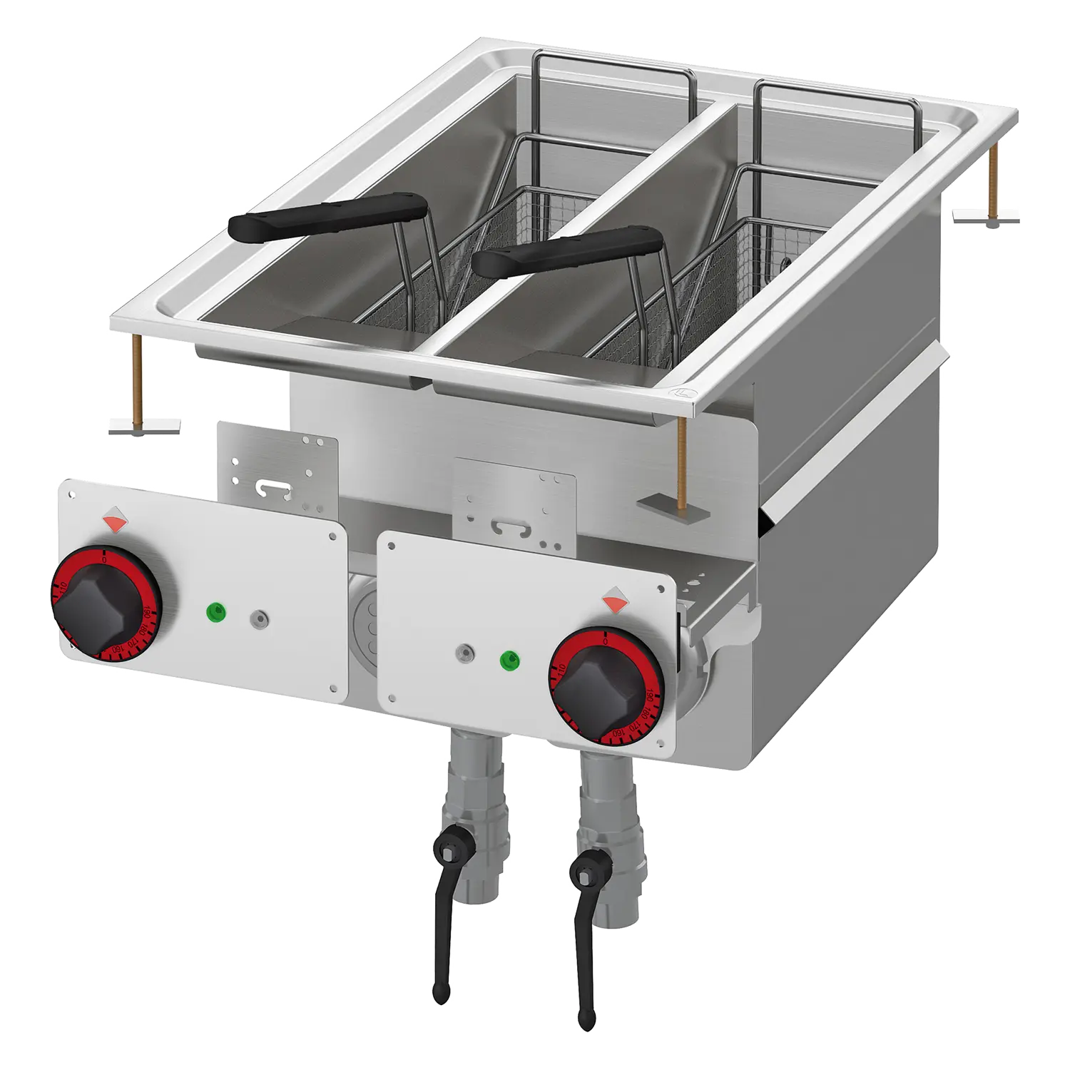 Fritteuse drop-in elektrisch doppelt 0,75 kW/l, 8+8 l 400 V | RM – F2/8D-64ET