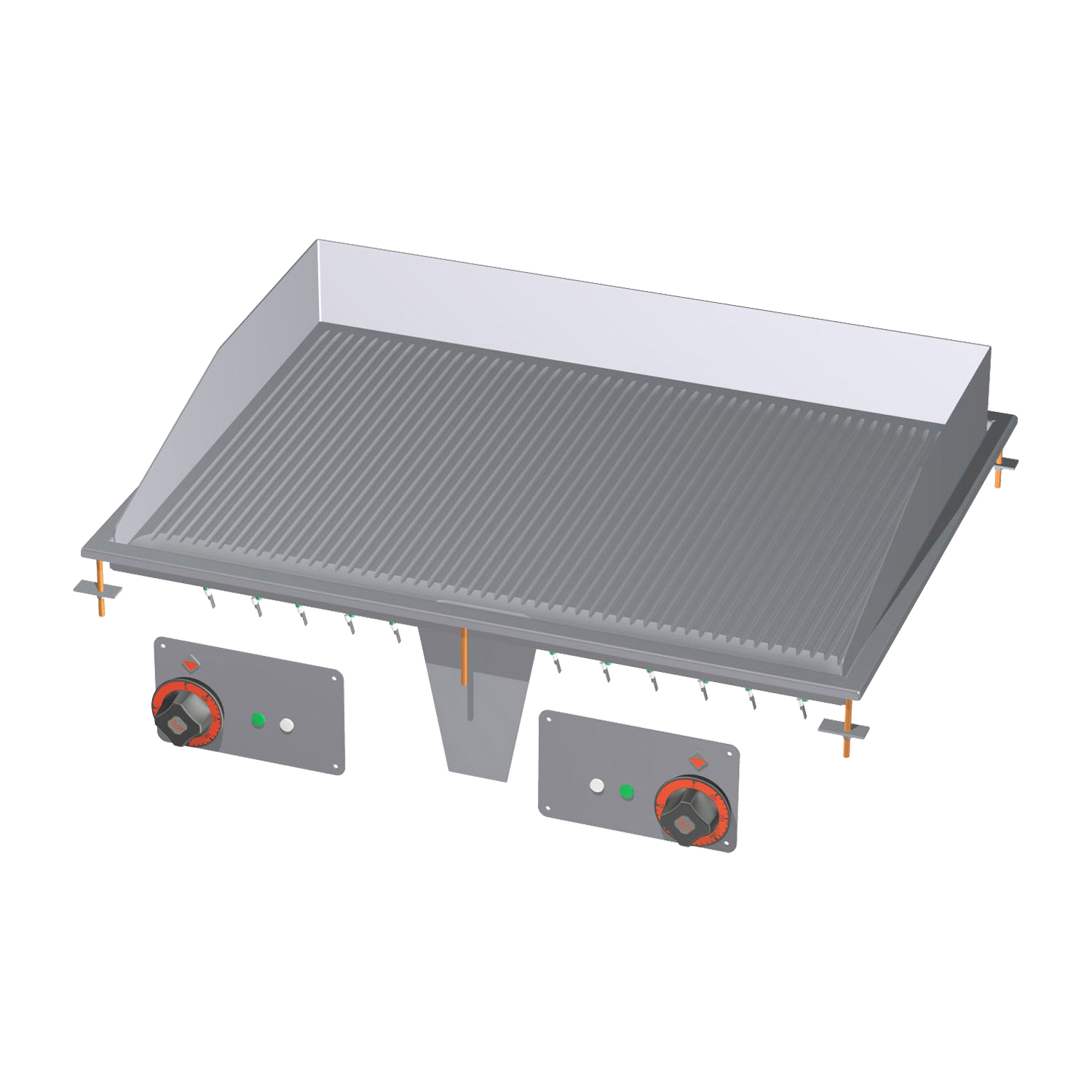 Grillplatte 75×55 drop-in elektrisch verchromt geriffelt 400 V | RM – FTRD-68ETS