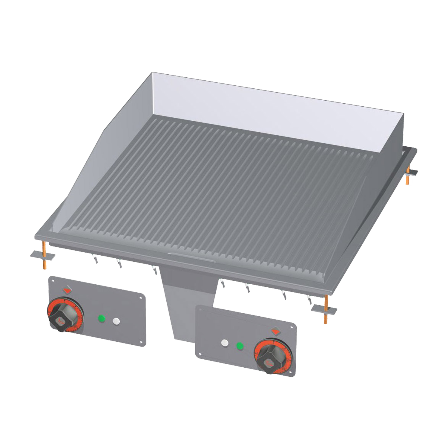 Grillplatte 56×55 drop-in elektrisch verchromt geriffelt 400 V | RM – FTRD-66ETS