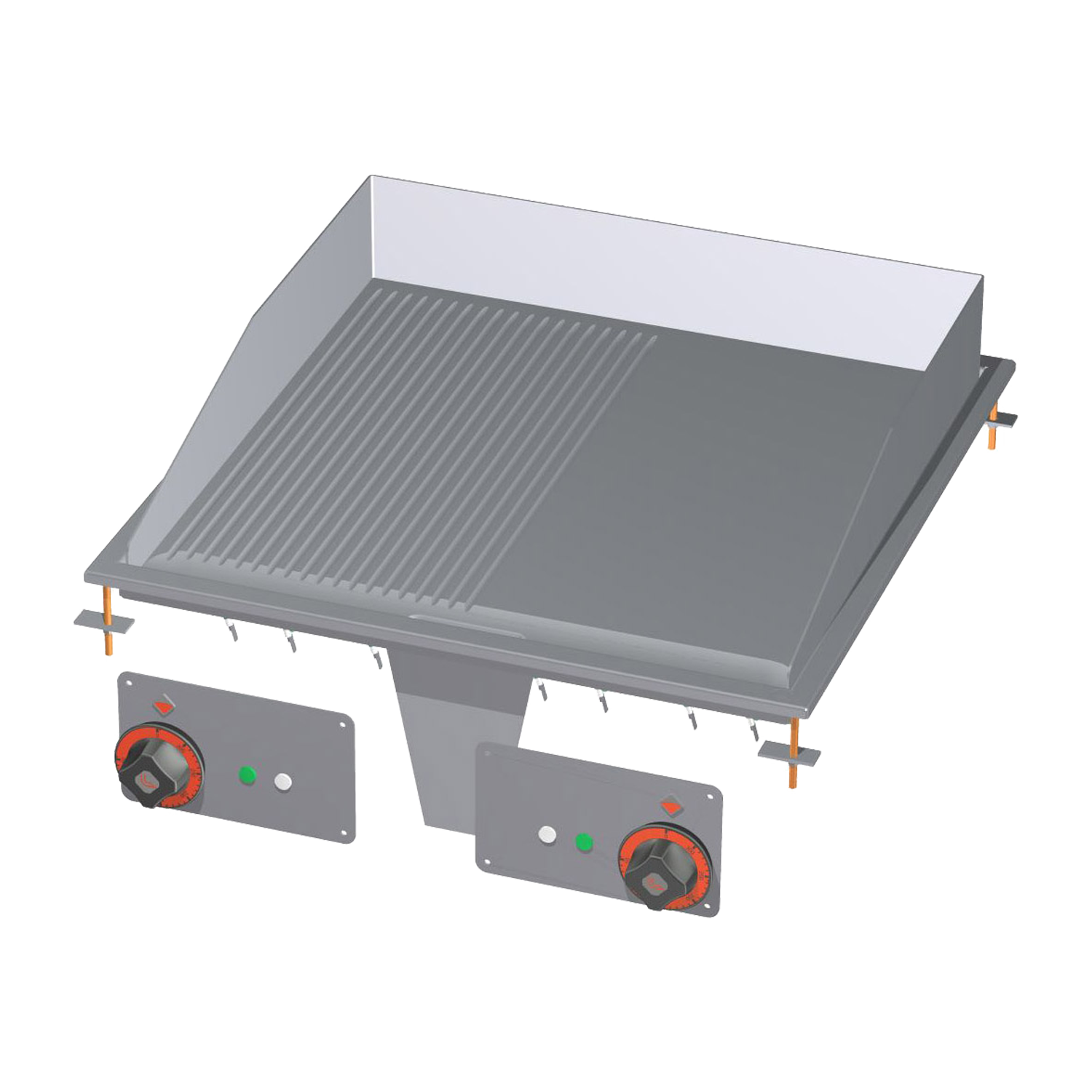 Grillplatte 56×55 drop-in elektrisch verchromt kombiniert 400 V | RM – FTLRD-66ETS