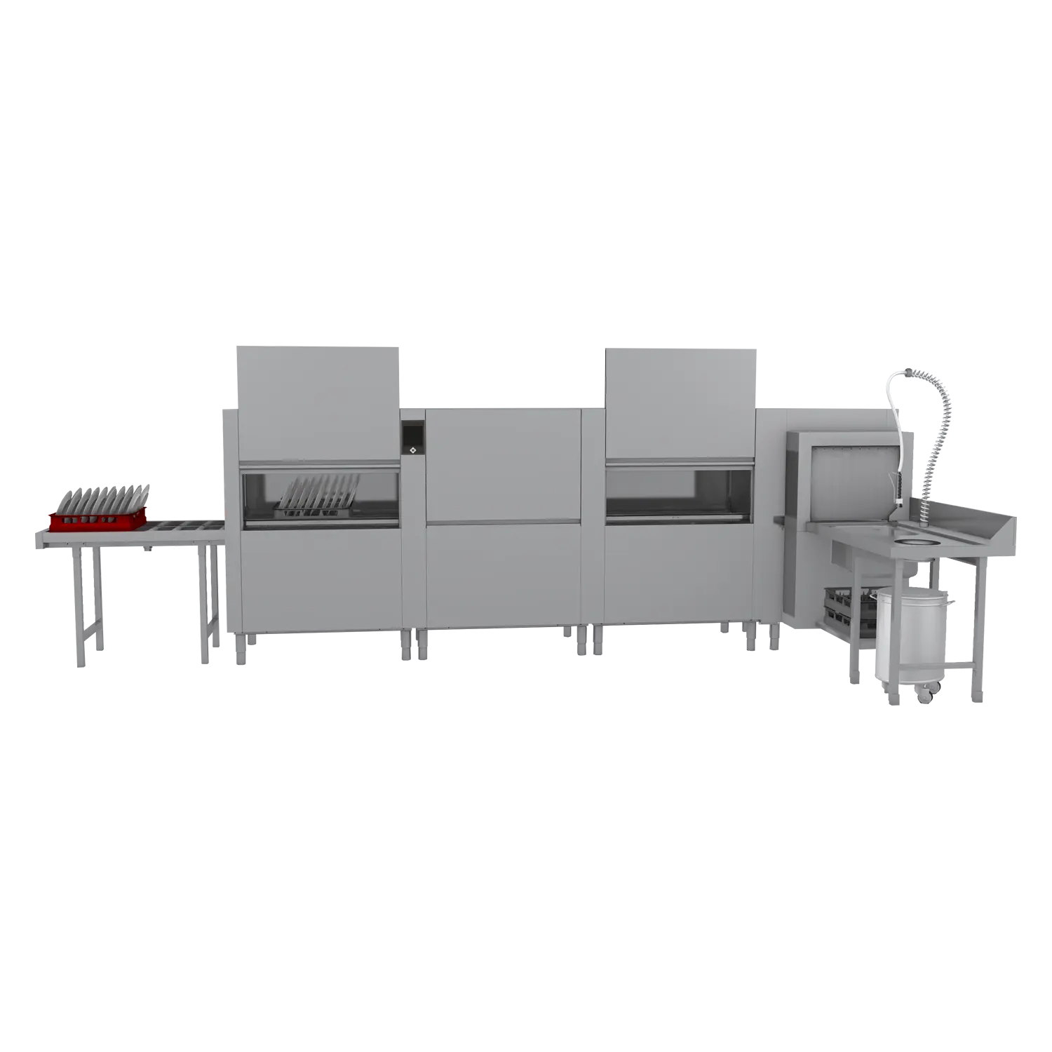 Tunnelspülmaschine 300, Kaltwasser, Ausgang links, Eckvorwaschmodul, Ecktrockenmodul | RM – XT 300 L CTPWR