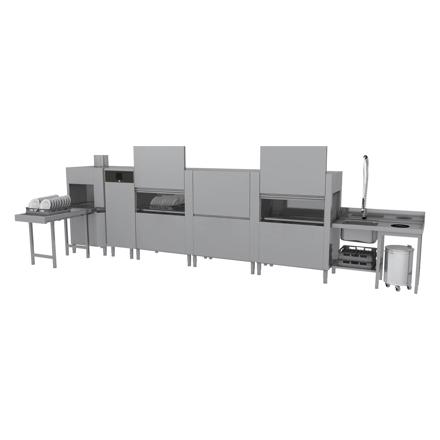 Tunnelspülmaschine 300, Kaltwasser, Ausgang links, Ecktrockenmodul | RM – XT 300 L XTRS