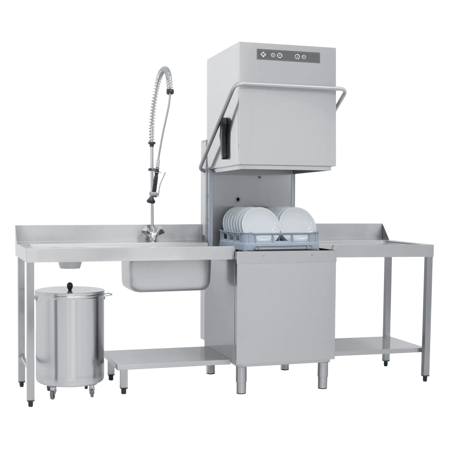 Durchschubspülmaschine doppelwandig mit Schmutzwasserpumpe 50×50 – 400 V | RM – NT 102 P