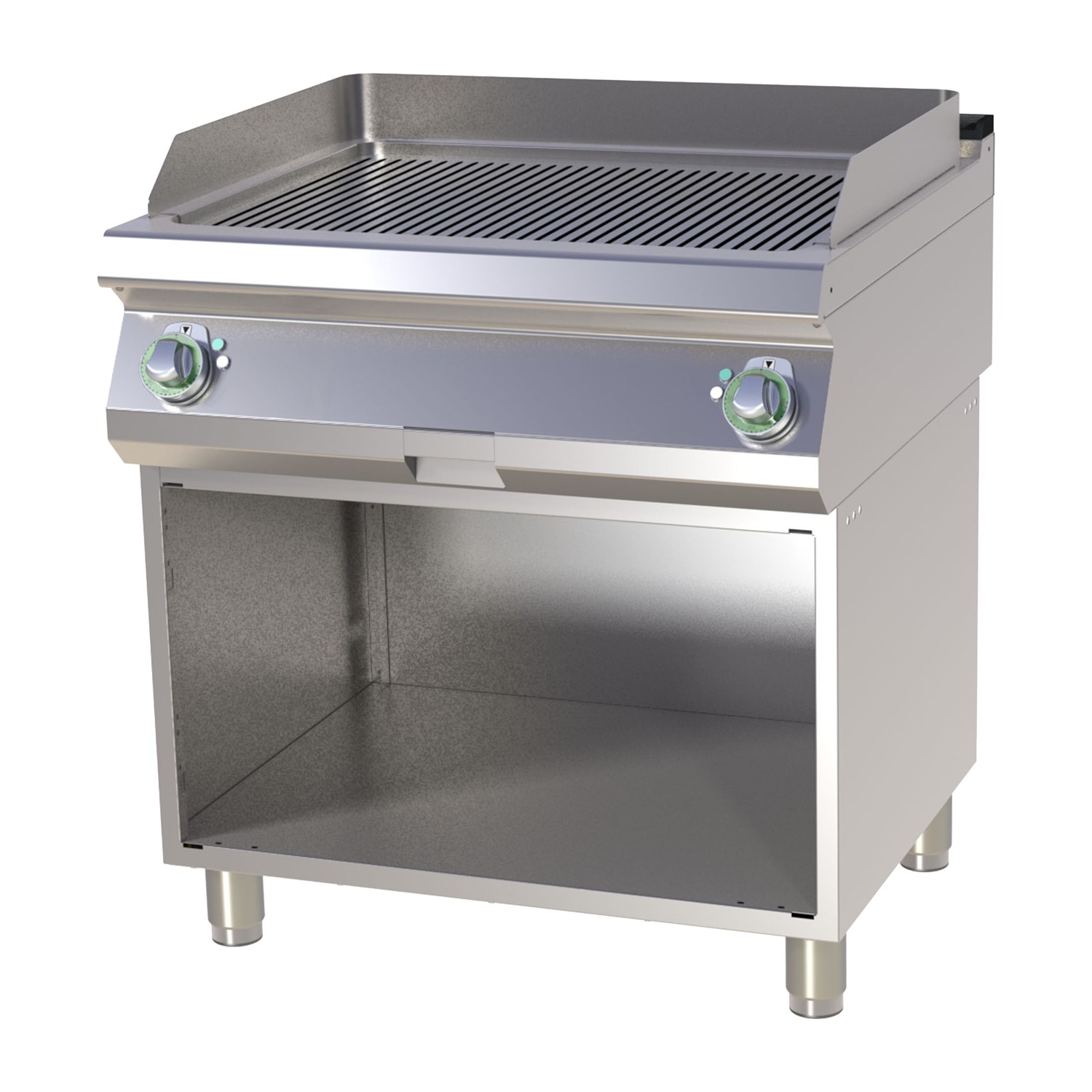 Grillplatte geriffelt verchromt mit Unterbau | RM – FTRC 780 E