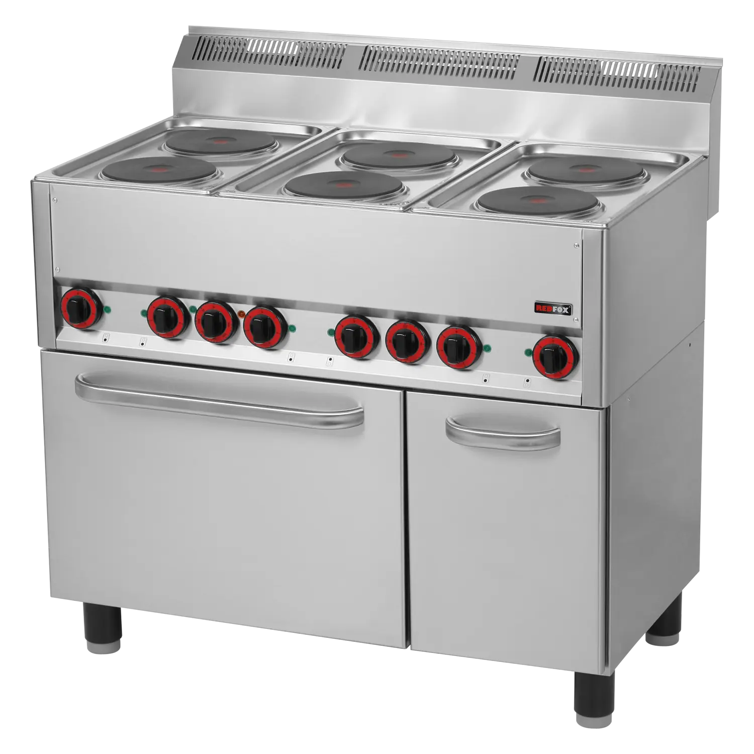 Herd elektrisch mit Heißluft-Backofen GN 1/1 – 6x Kochfeld 400 V | REDFOX – SPT 90 ELS