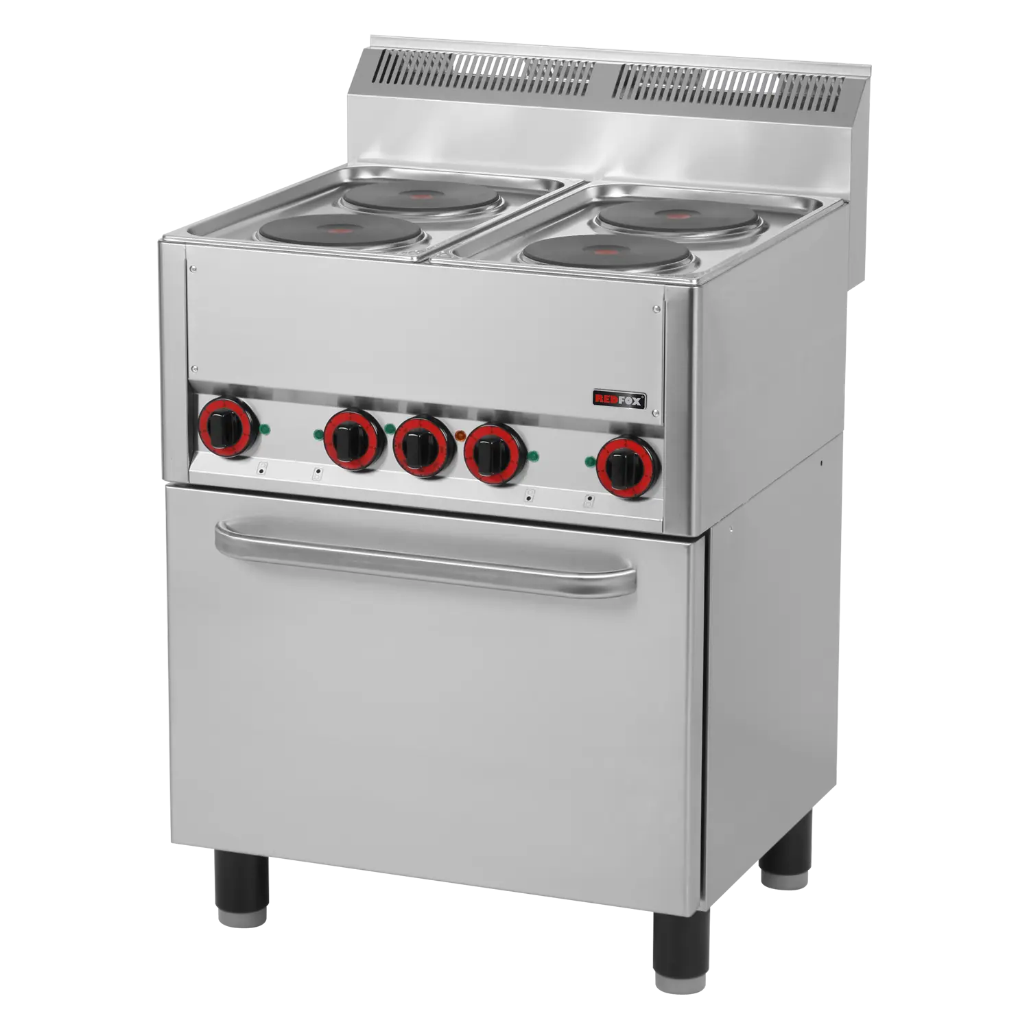 Herd elektrisch mit Heißluft-Backofen GN 1/1 – 4x Kochfeld 400 V | REDFOX – SPT 60 ELS
