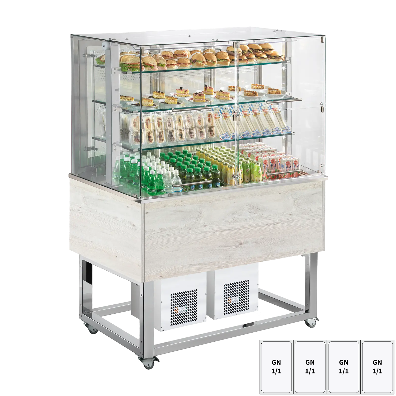 Kühlvitrine GN 4-1/1 Boden, seitliche Öffnung, Hemlock | REDFOX – ES PLATINUM+ 4H DS