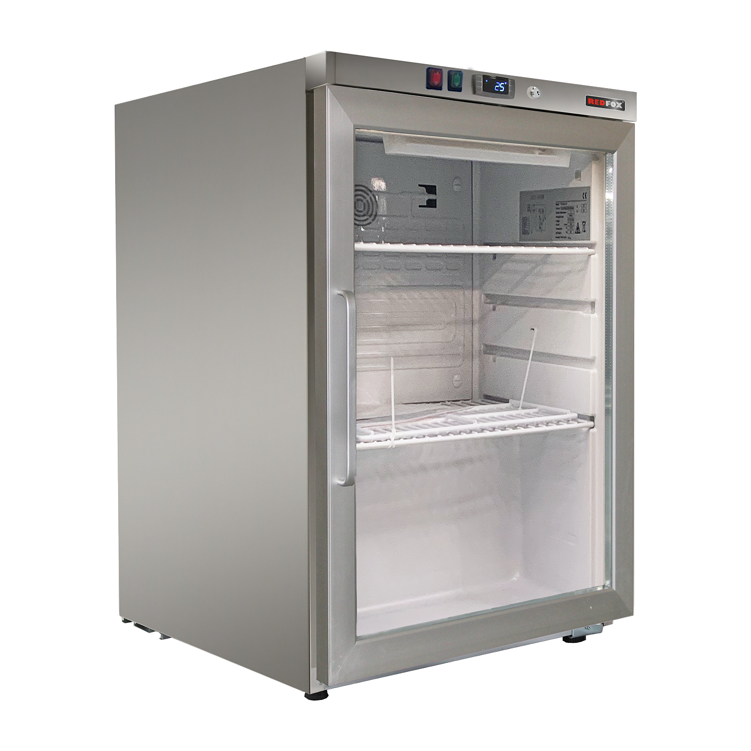 Kühlschrank 130 l, Glastür Türen, Edelstahl | REDFOX – DRR 200 GS
