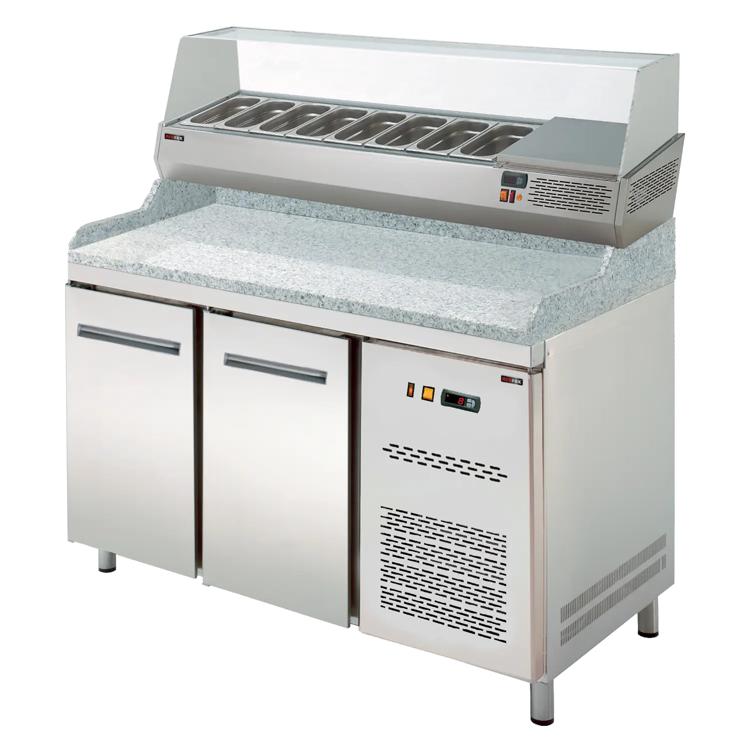 Kühlvitrine 150 cm GN 1/4 für Tisch RTP-2D | REDFOX – RCH 4150
