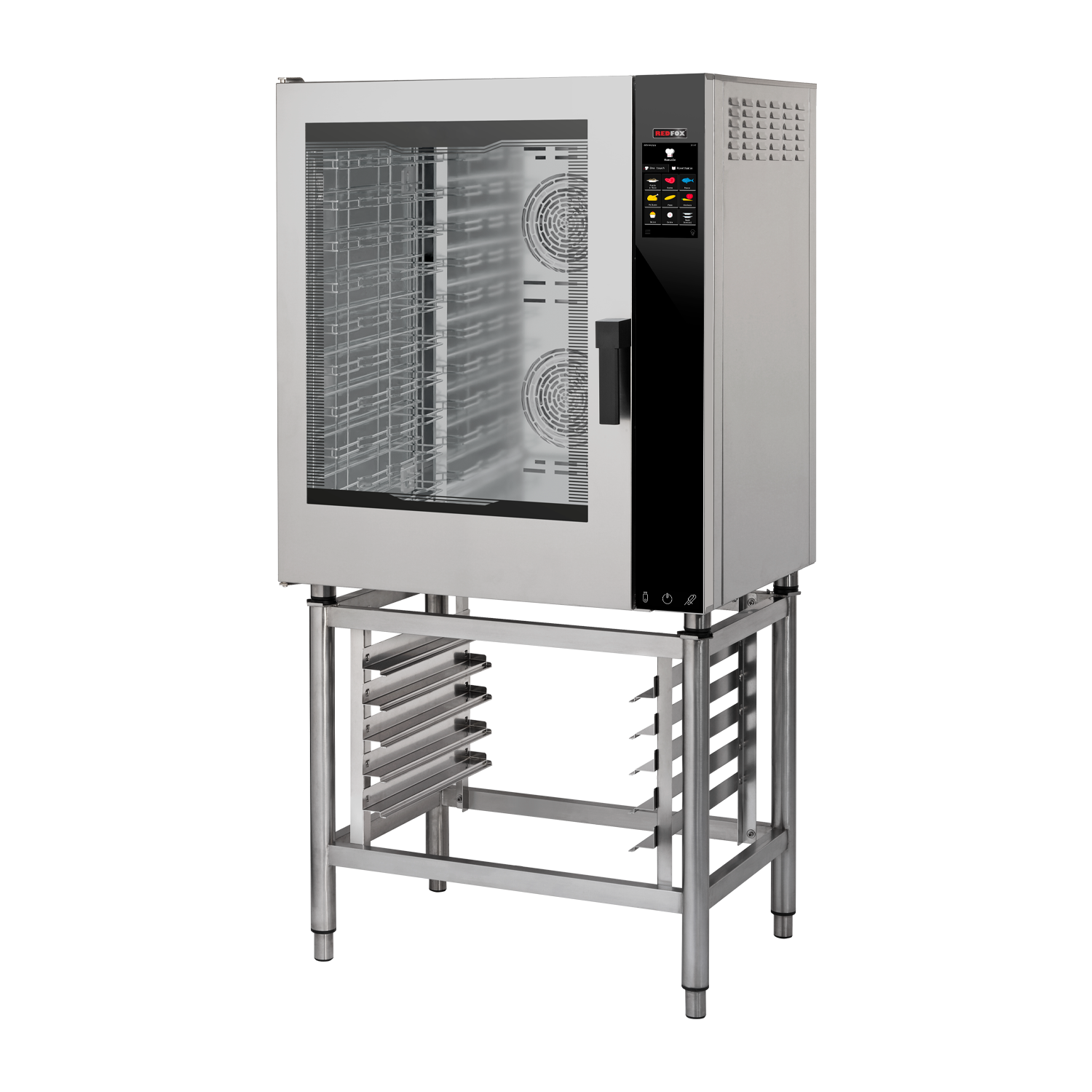 Four électrique à convection version renforcée Vapeur directe Écran tactile couleur Porte battante à gauche 10x GN 1/1 | REDFOX – MPDN 1011 X EL