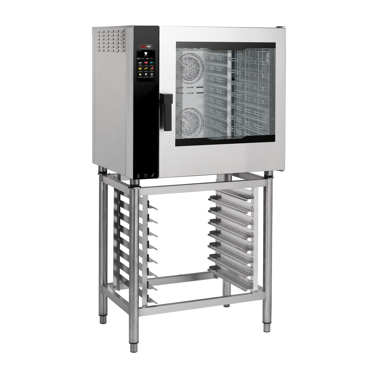 Four électrique à convection version renforcée Cuisson directe à la vapeur Écran tactile couleur Nettoyage automatique Porte battante à droite 7x GN 1/1 | REDFOX – MPDN 0711 X ERAM