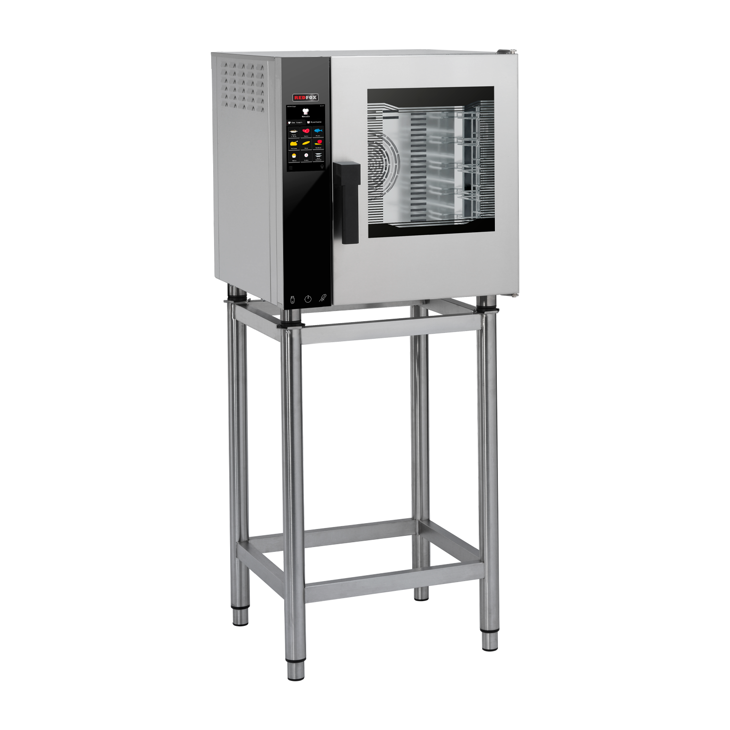Four électrique à convection version renforcée Cuisson directe à la vapeur Écran tactile couleur Nettoyage automatique Porte battante à droite 5x GN 2/3 | REDFOX – MPDN 0523 X ERAM