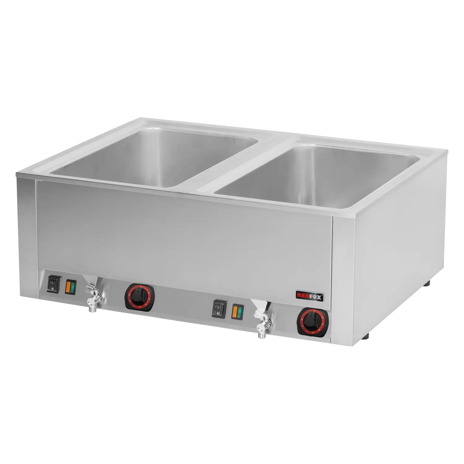 Bain Marie elektrisch 2x GN 1/1 – 200 Tisch mit Auslauf | REDFOX – BMV 2120