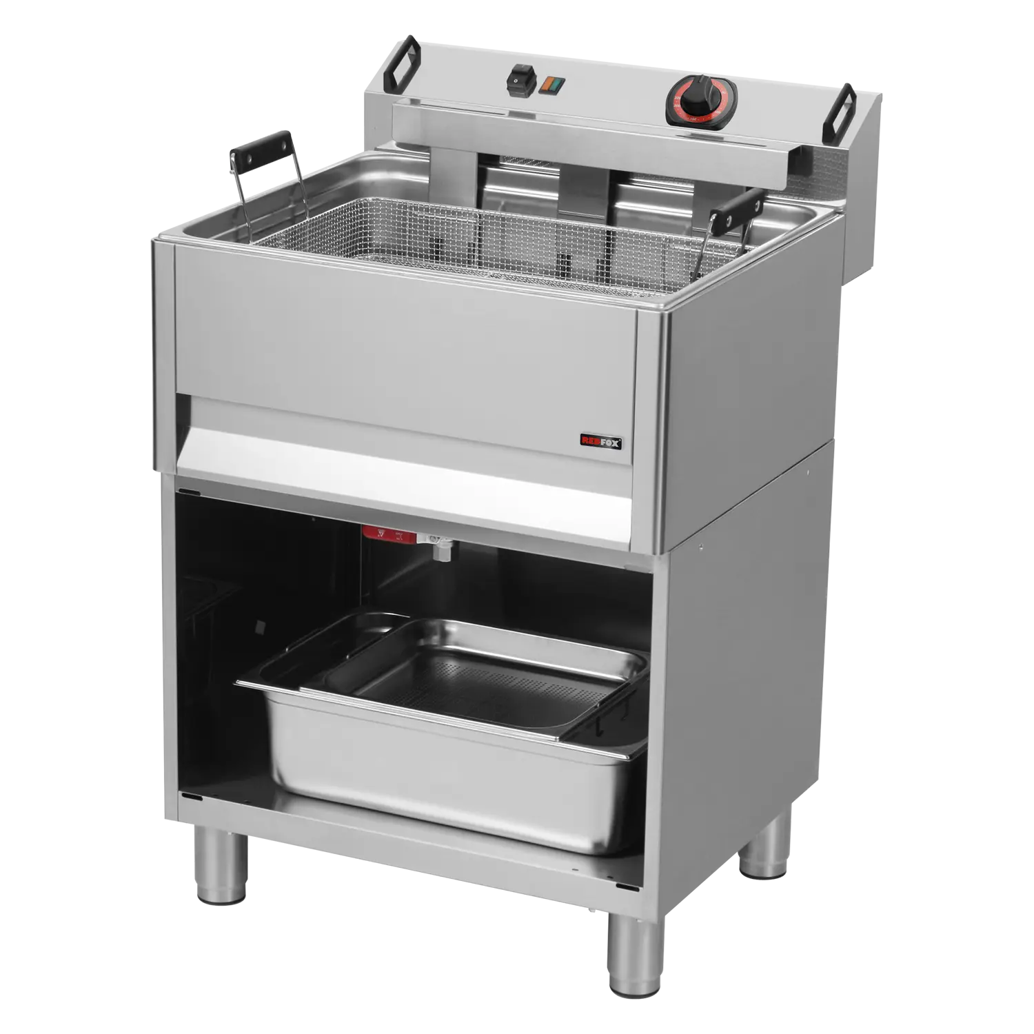 Fritteuse elektrisch 0,5 kW/l, 30 l Tisch mit Auslass 400 V | REDFOX – FE 60 T/P