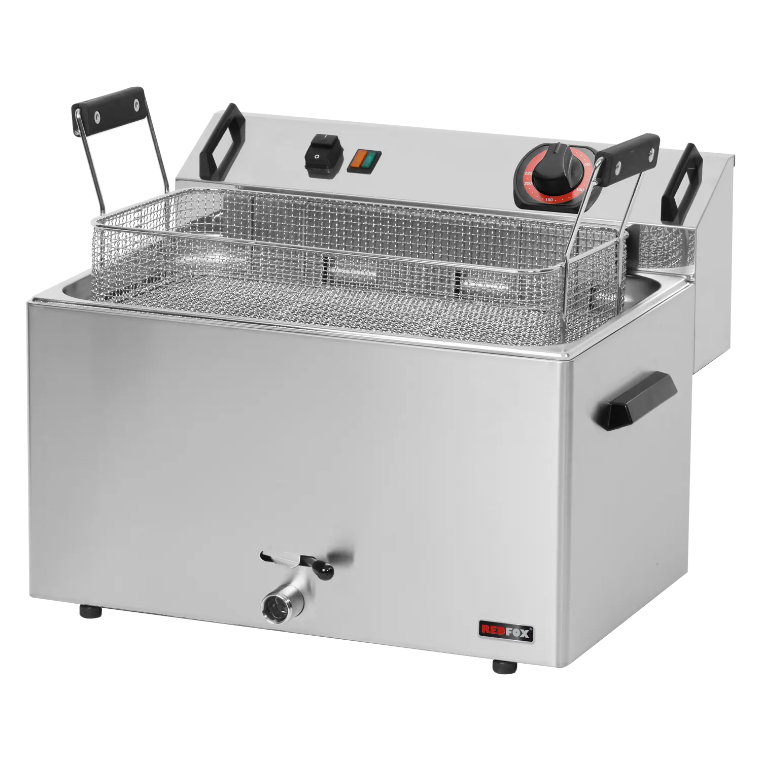 Fritteuse elektrisch 0,56 kW/l, 16 l Tisch mit Auslass 400 V | REDFOX – FE 30 T
