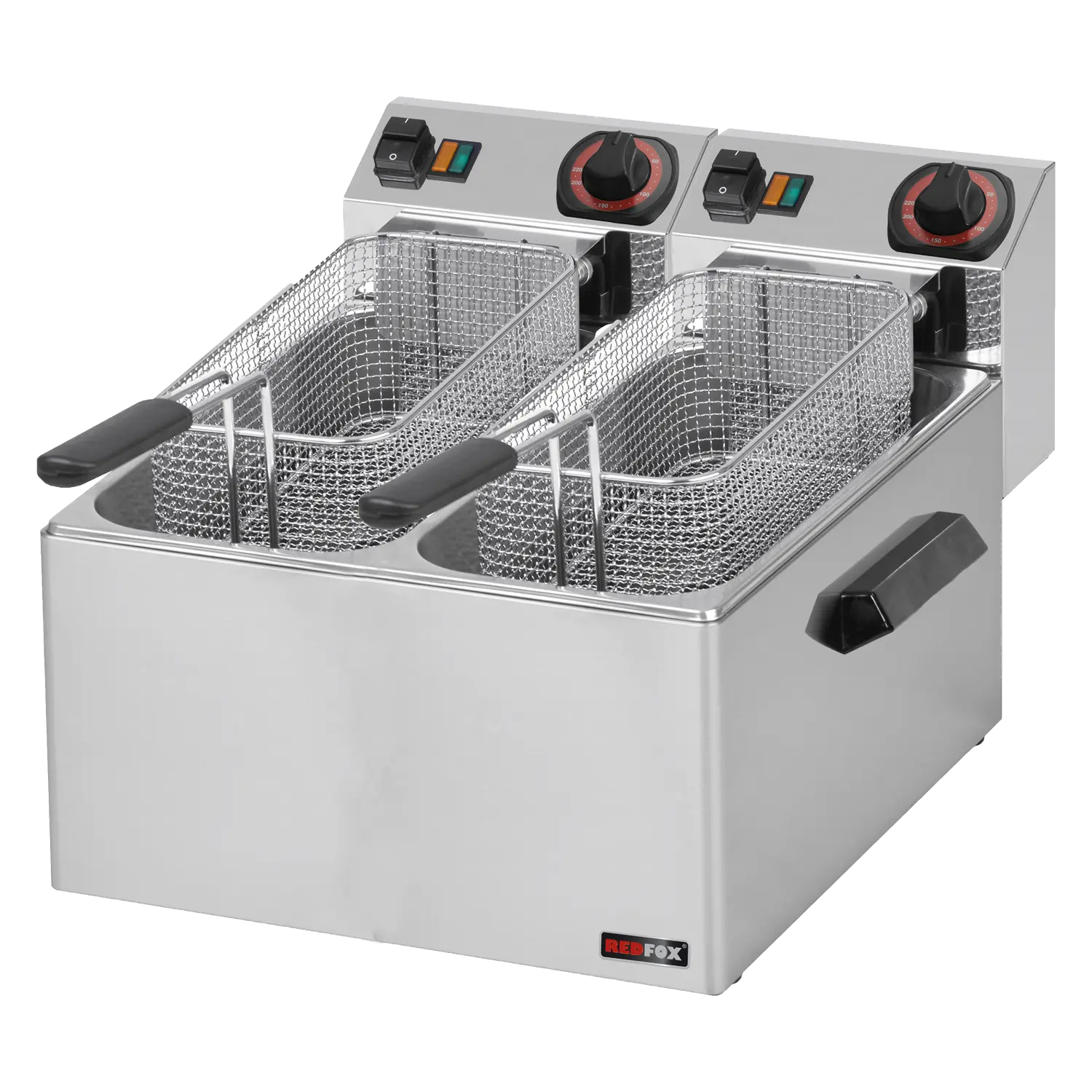 Fischfritteuse elektrisch doppelt 0,43 kW/l, 8+8 l Tisch 230 V | REDFOX – FE 88