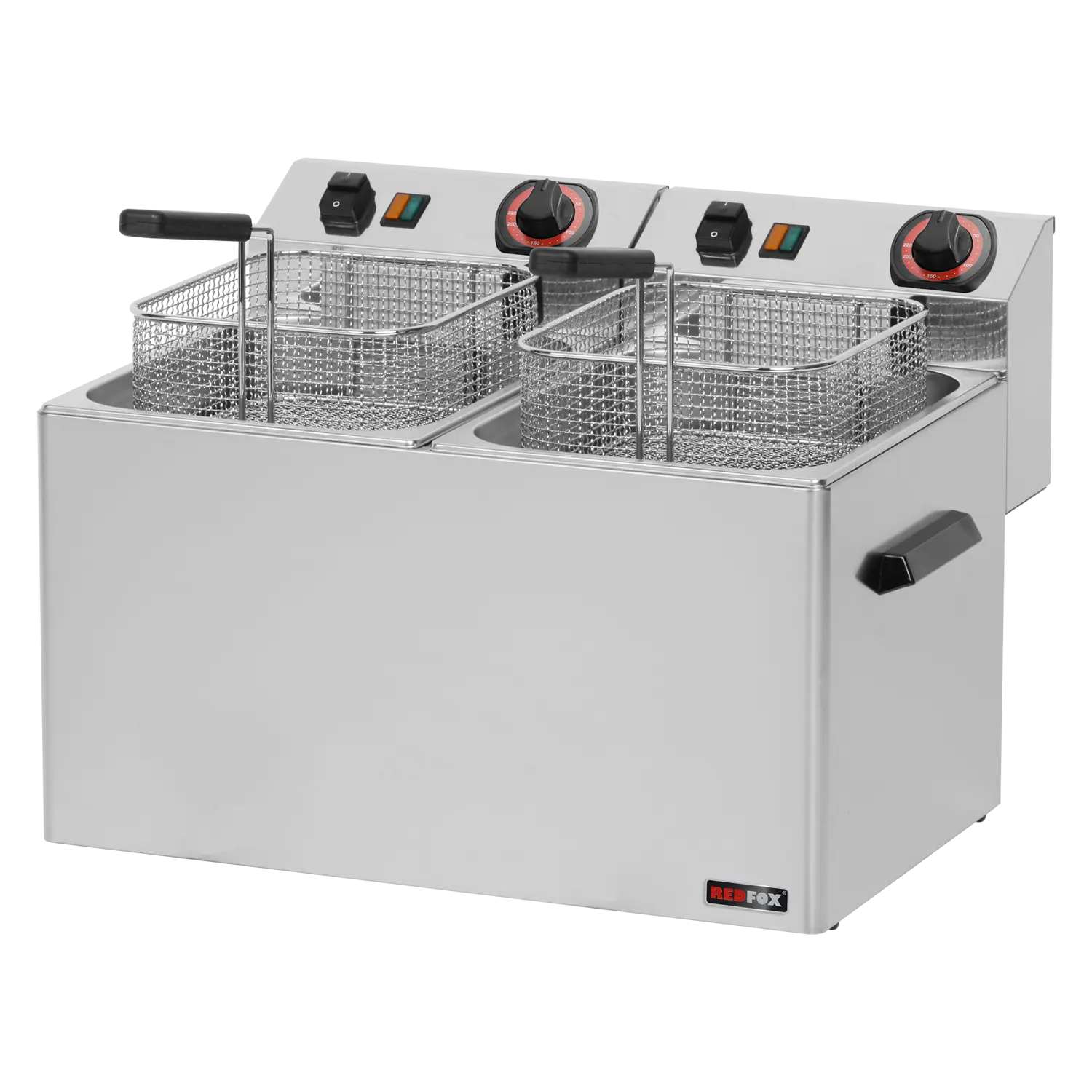 Fritteuse elektrisch doppelt 0,75 kW/l, 8+8 l Tisch 400 V | REDFOX – FE 77 T