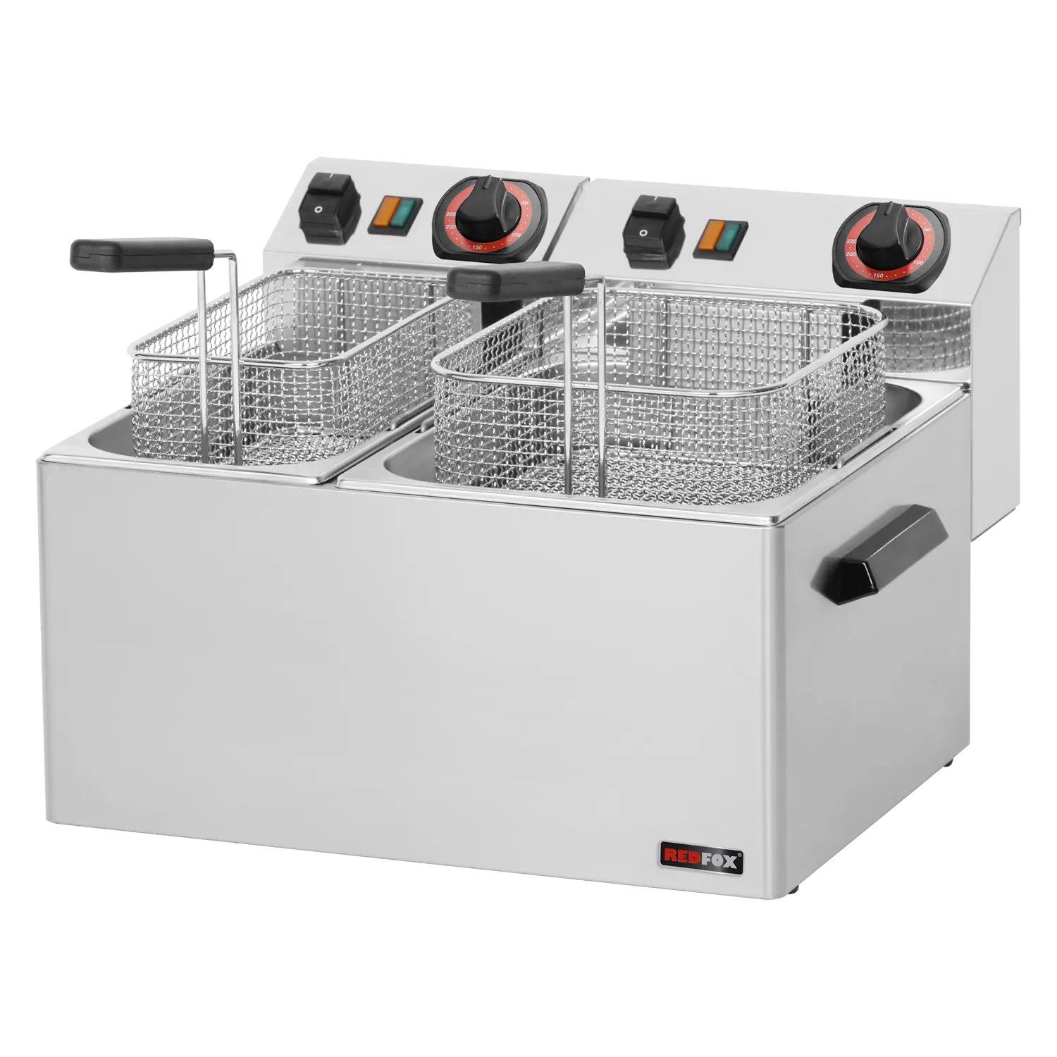 Fritteuse elektrisch 0,42 + 0,38 kW/l, 8 + 5 l Tisch 230 V | REDFOX – FE 74