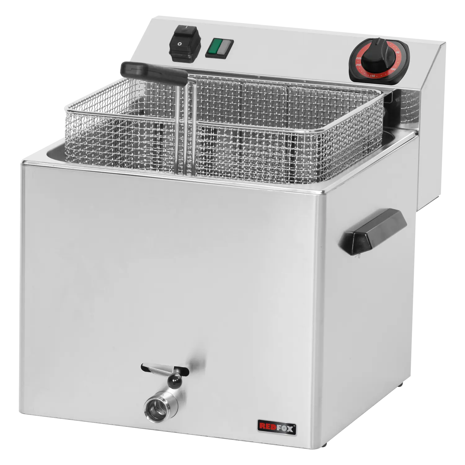 Fritteuse elektrisch 0,74 kW/l, 11 l Tisch mit Auslass 400 V | REDFOX – FE 10 T