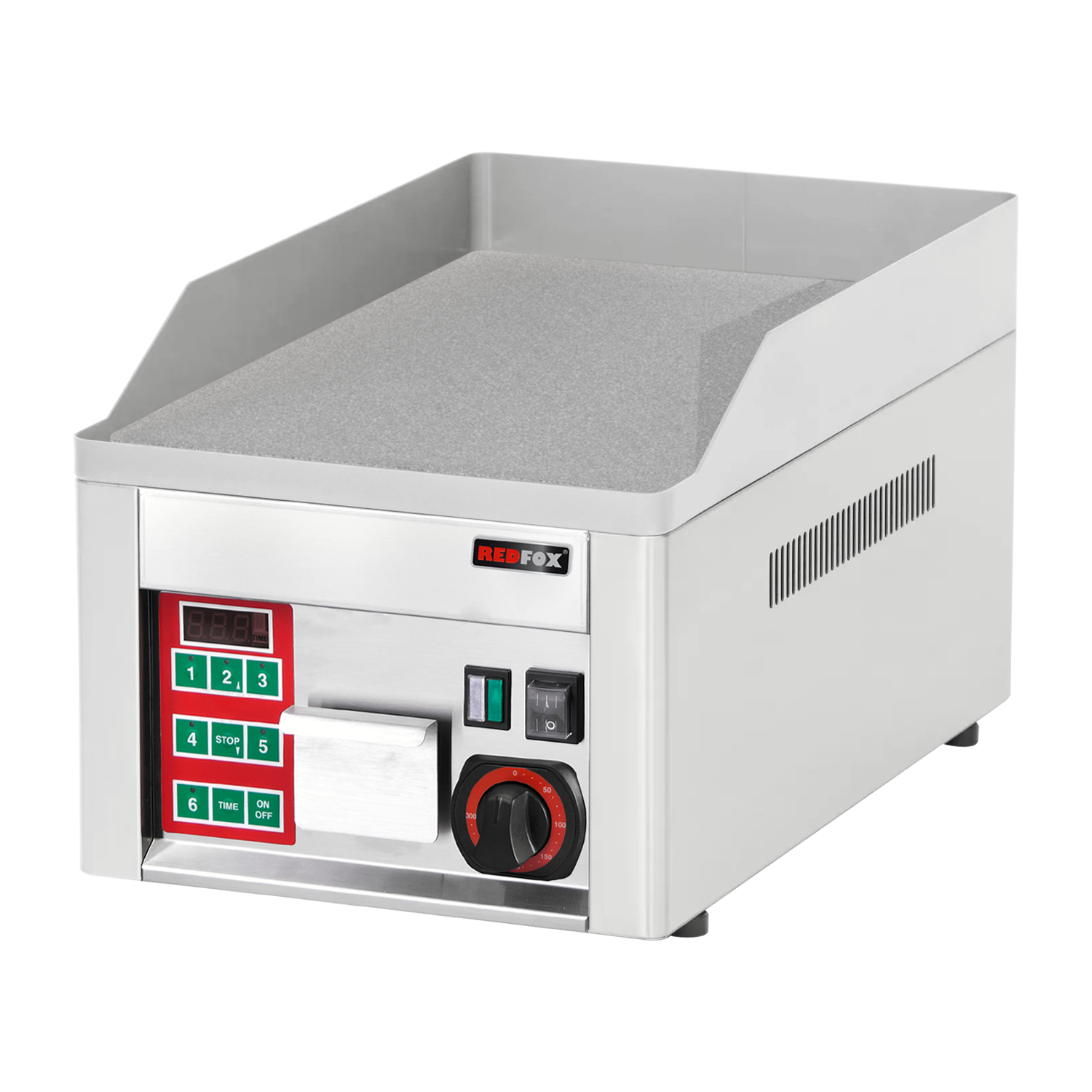 Grillplatte glatt mit digitalem Timer durable chrom | REDFOX – FTHC 30 ED