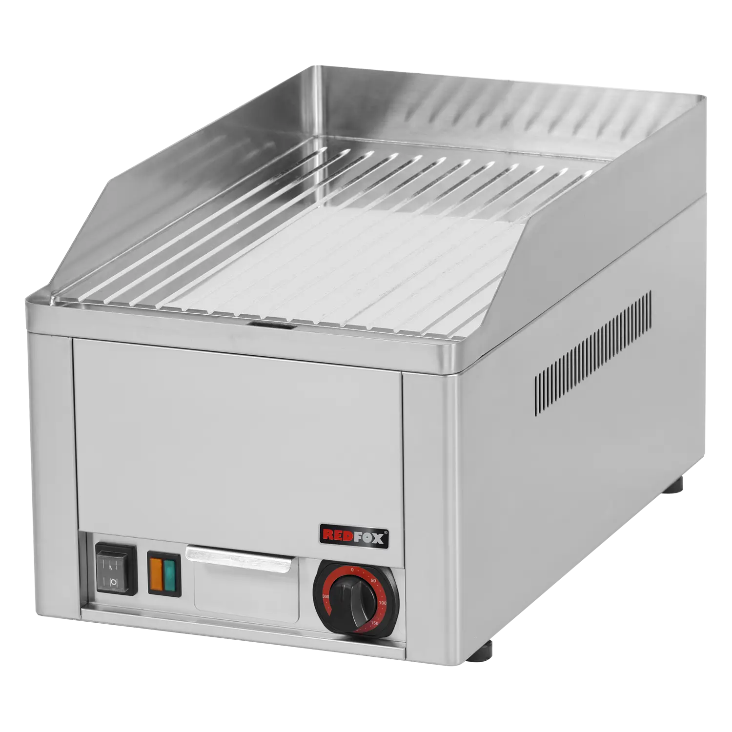 Grillplatte 32×48 elektrisch verchromt geriffelt Tisch 230 V | REDFOX – FTRC 30 E