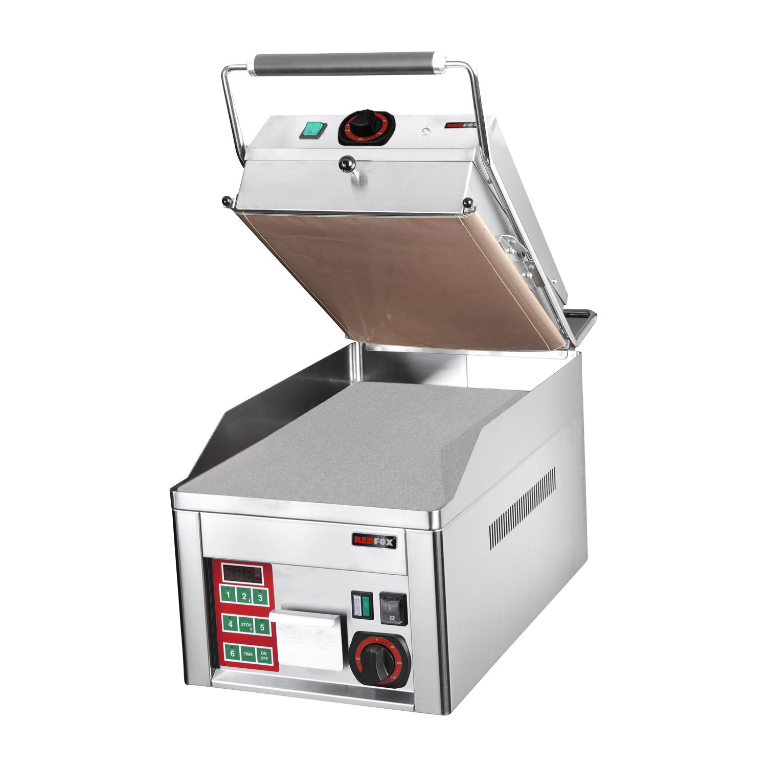 Grillplatte elektrisch glatt Durable Chrome s kontaktní deskou | REDFOX – FTHC 30 ED + KD 30 T