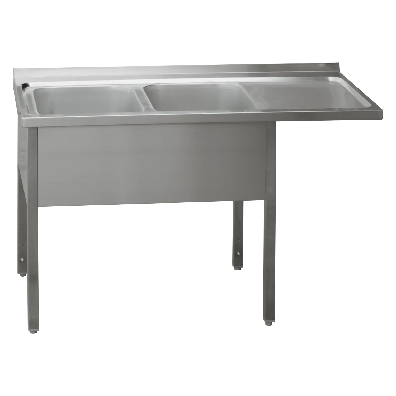 Spültisch 150x70x90 – 2x Spülbecken 40x50x30 Abtropffläche rechts | REDFOX – MSDOP/M 7015