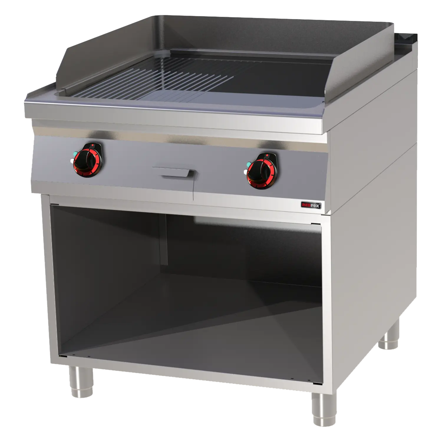 Grillplatte 71×65 elektrisch verchromt kombiniert mit Unterbau | REDFOX – FTHRC 90/80 E
