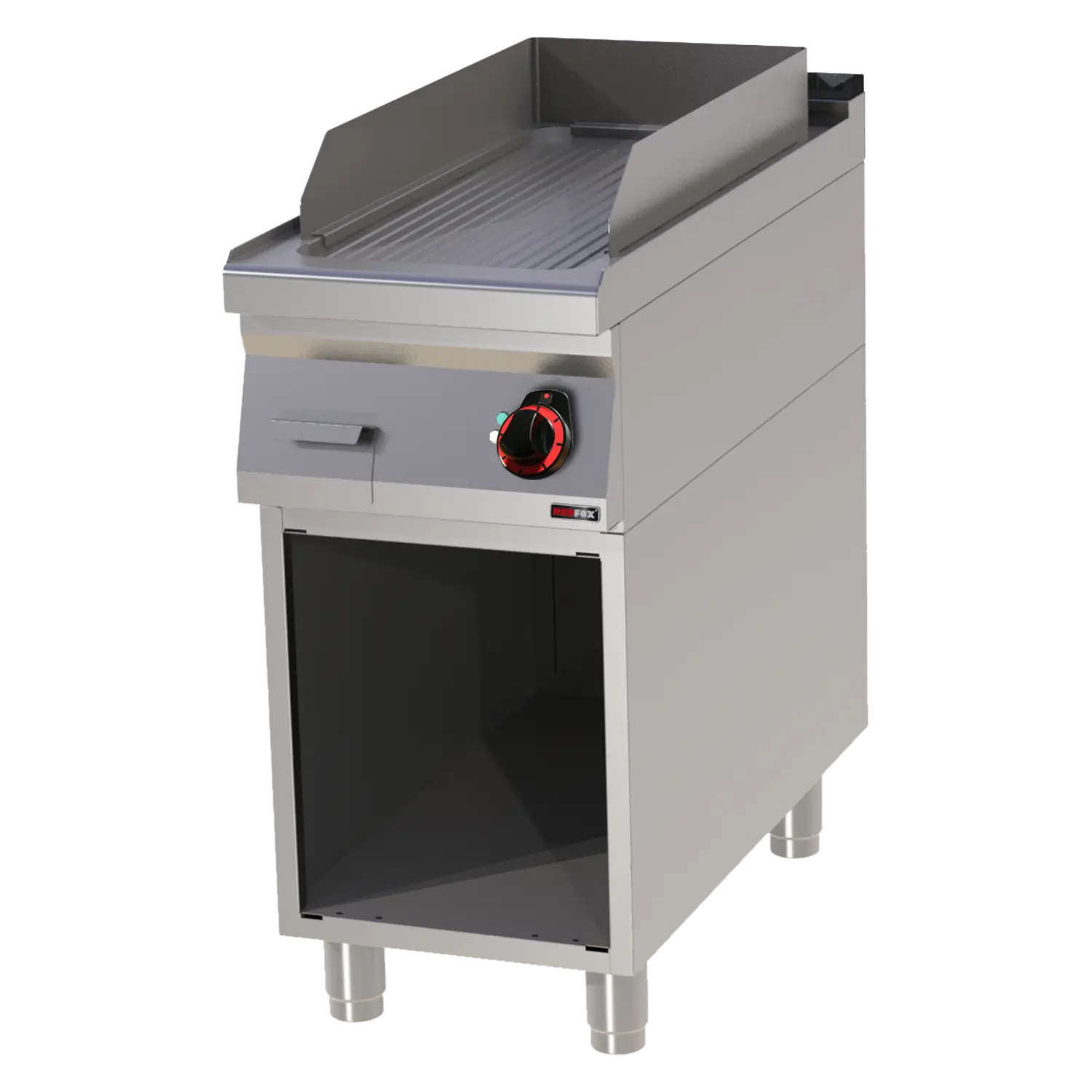 Grillplatte 31×65 elektrisch geriffelt mit Unterbau 400 V | REDFOX – FTR 90/40 E