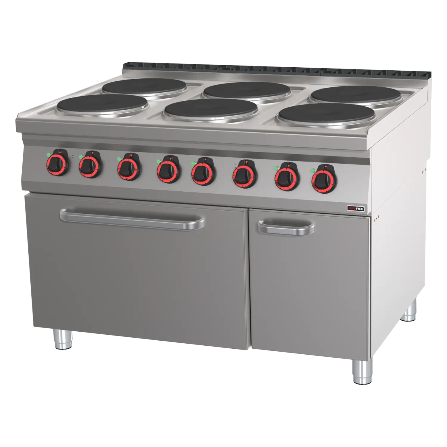Herd elektrisch 6 Kochplatten mit Backofen GN 2/1 | REDFOX – SPT 90/120-21 E