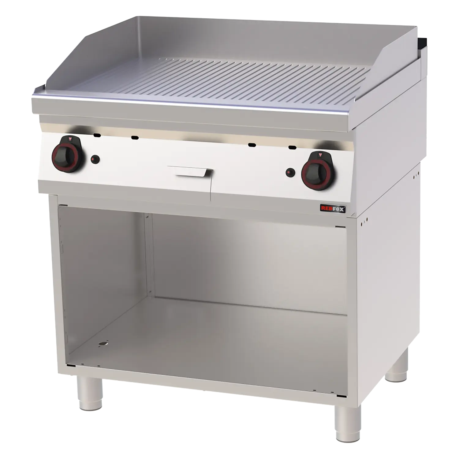 Grillplatte 80×51 Gas verchromt geriffelt mit Unterbau | REDFOX – FTRC 70/80 G