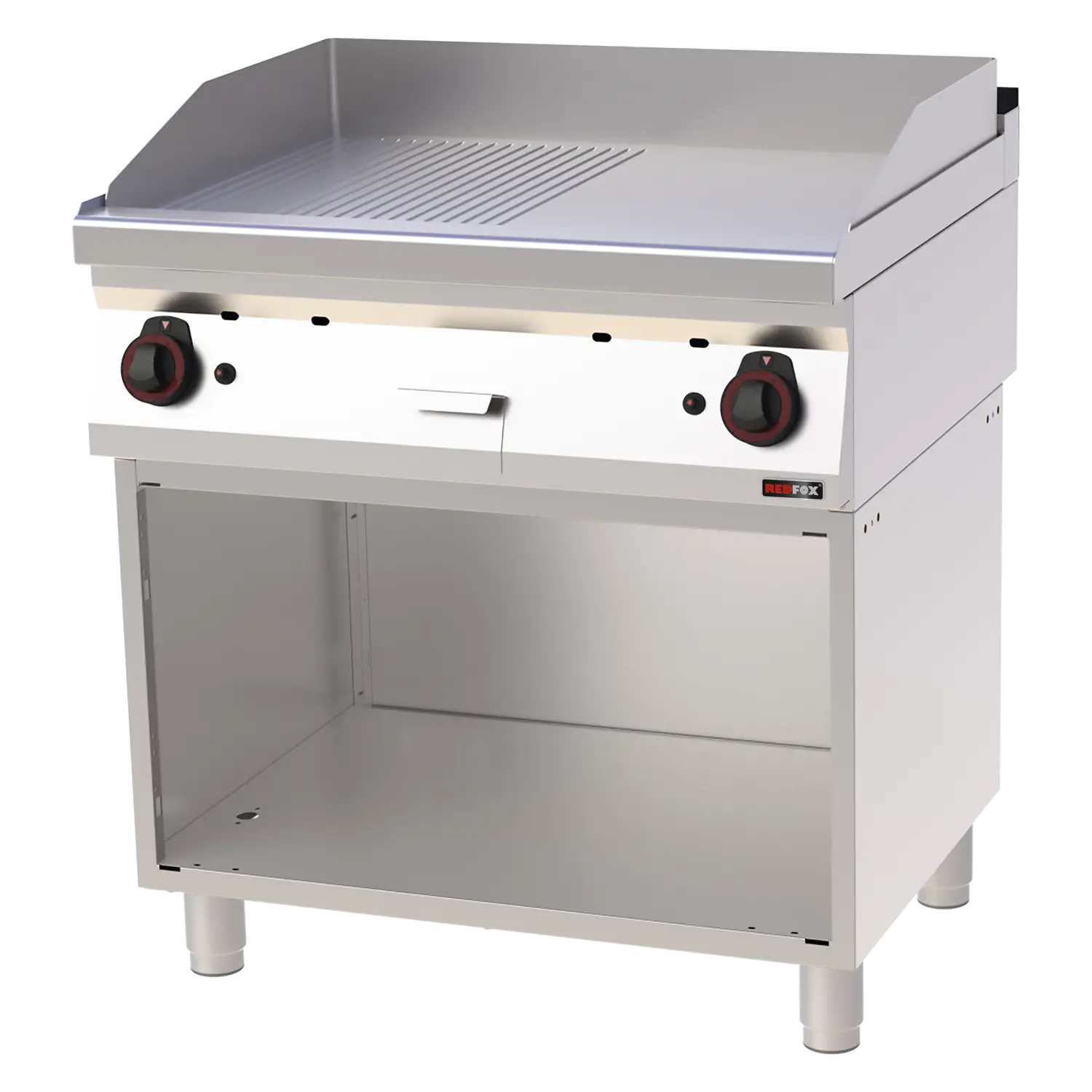 Grillplatte 80×51 Gas verchromt kombiniert mit Unterbau | REDFOX – FTHRC 70/80 G