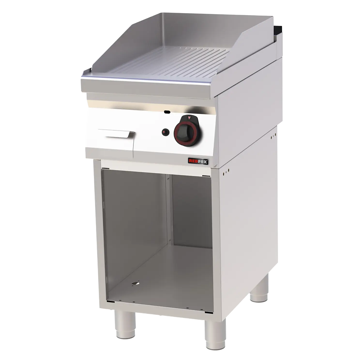 Grillplatte 40×51 Gas geriffelt mit Unterbau | REDFOX – FTR 70/40 G