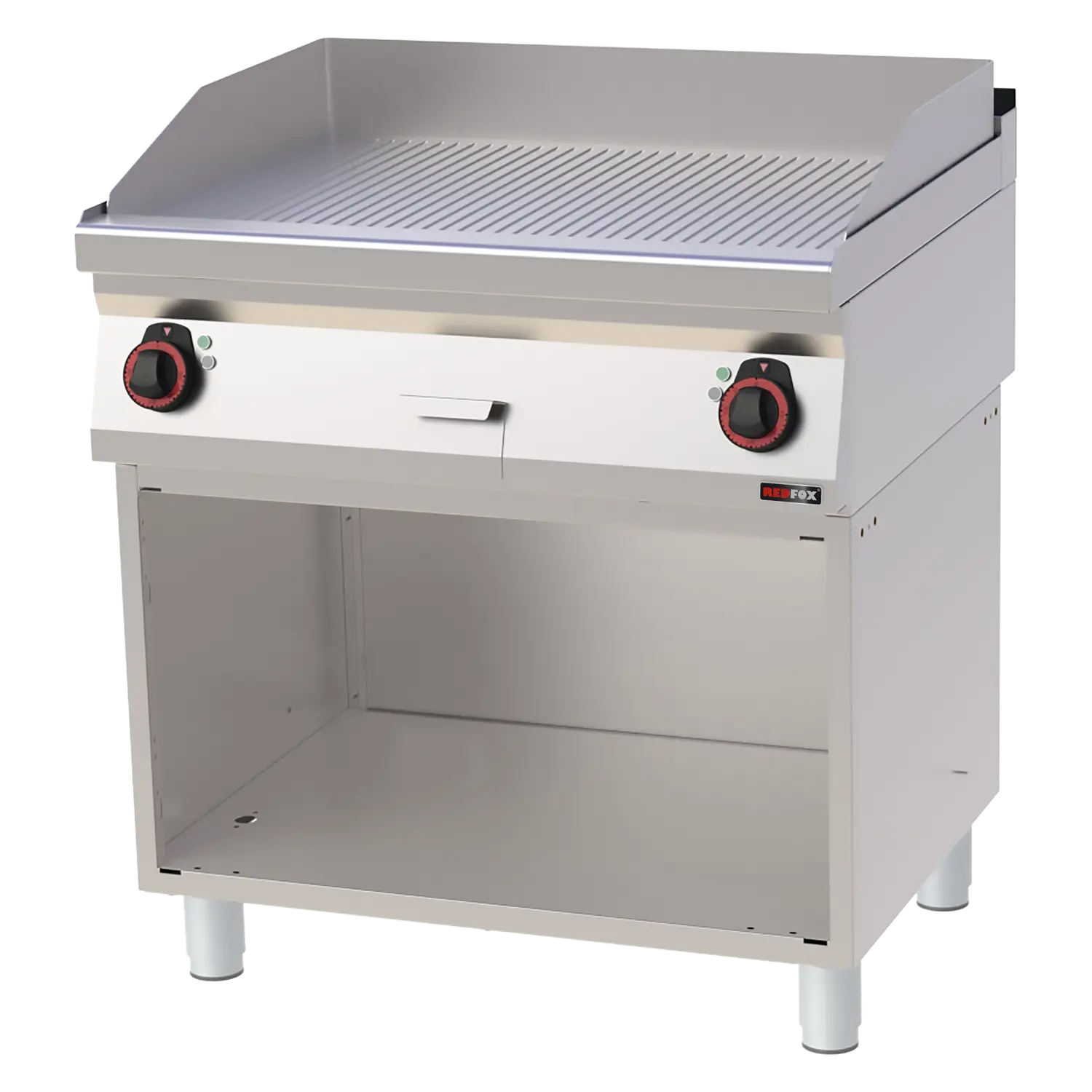 Grillplatte 80×51 elektrisch verchromt geriffelt mit Unterbau 400 V | REDFOX – FTRC 70/80 E