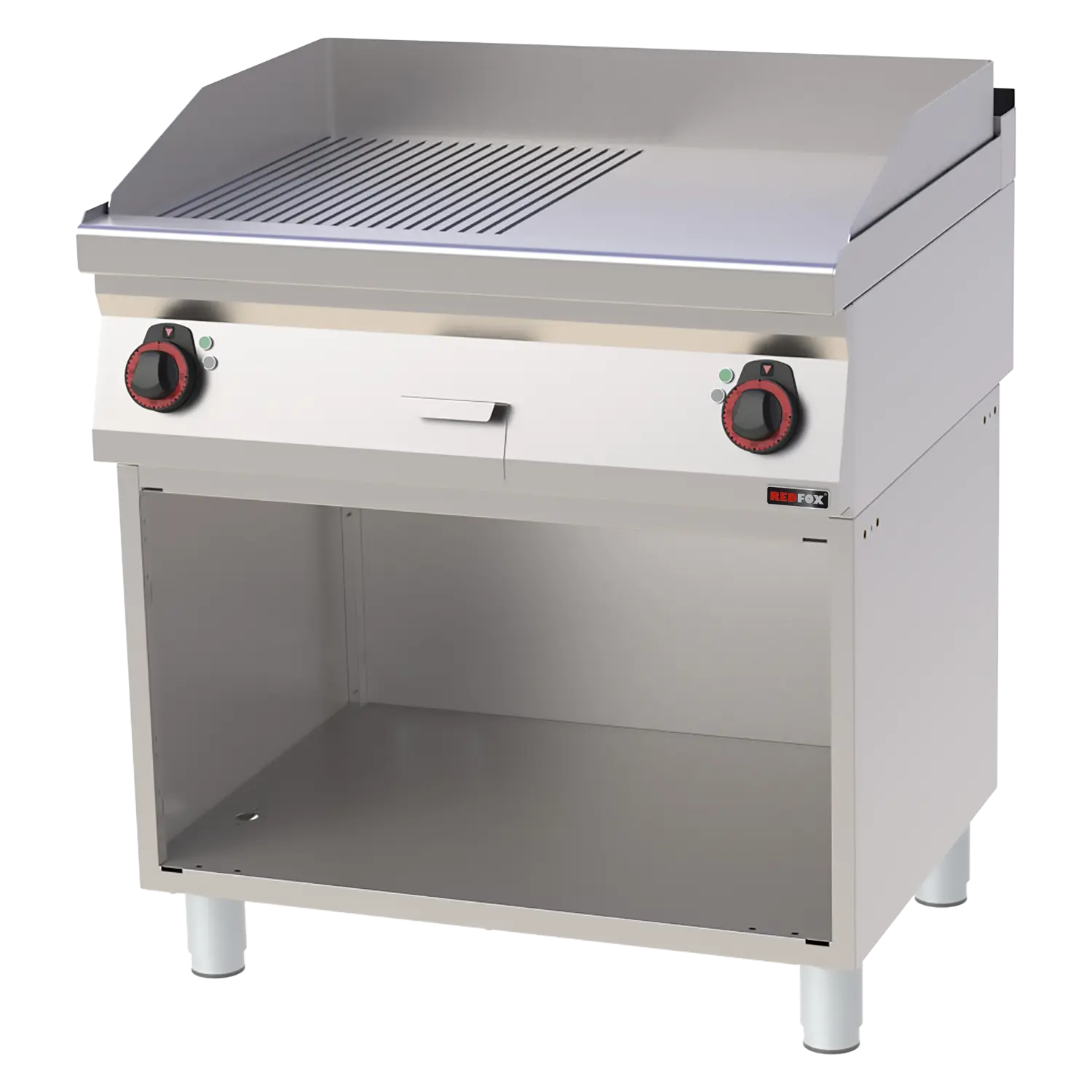 Grillplatte 80×51 elektrisch verchromt kombiniert mit Unterbau 400 V | REDFOX – FTHRC 70/80 E