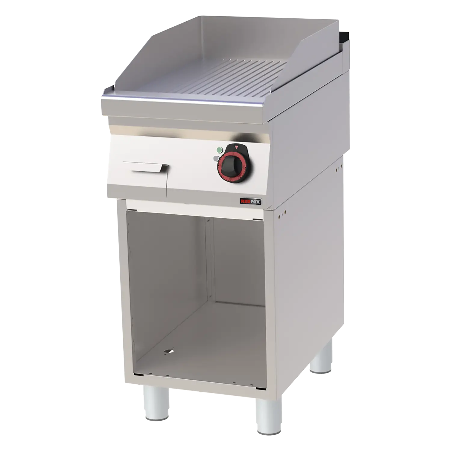 Grillplatte 40×51 elektrisch verchromt geriffelt mit Unterbau 400 V | REDFOX – FTRC 70/40 E