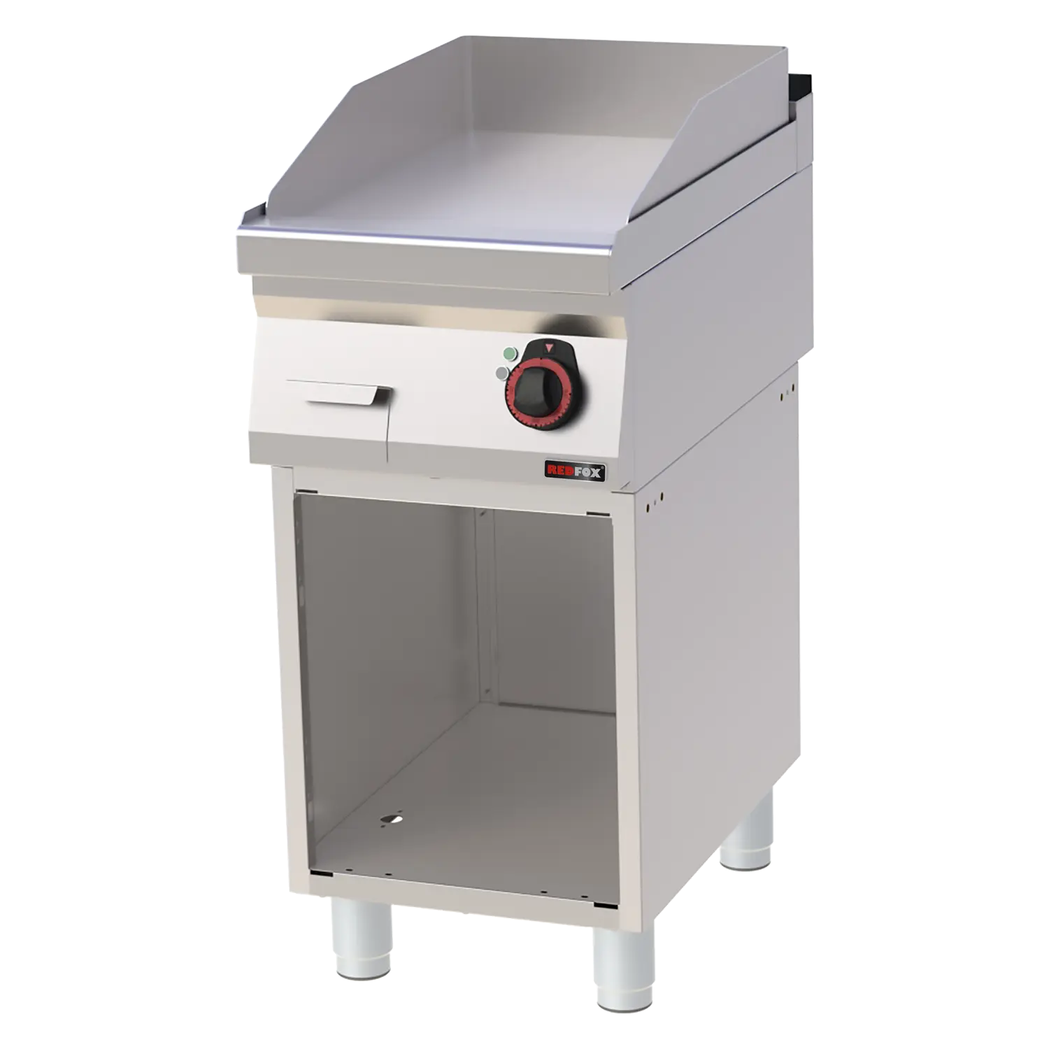 Grillplatte 40×51 elektrisch verchromt glatt mit Unterbau 400 V | REDFOX – FTHC 70/40 E